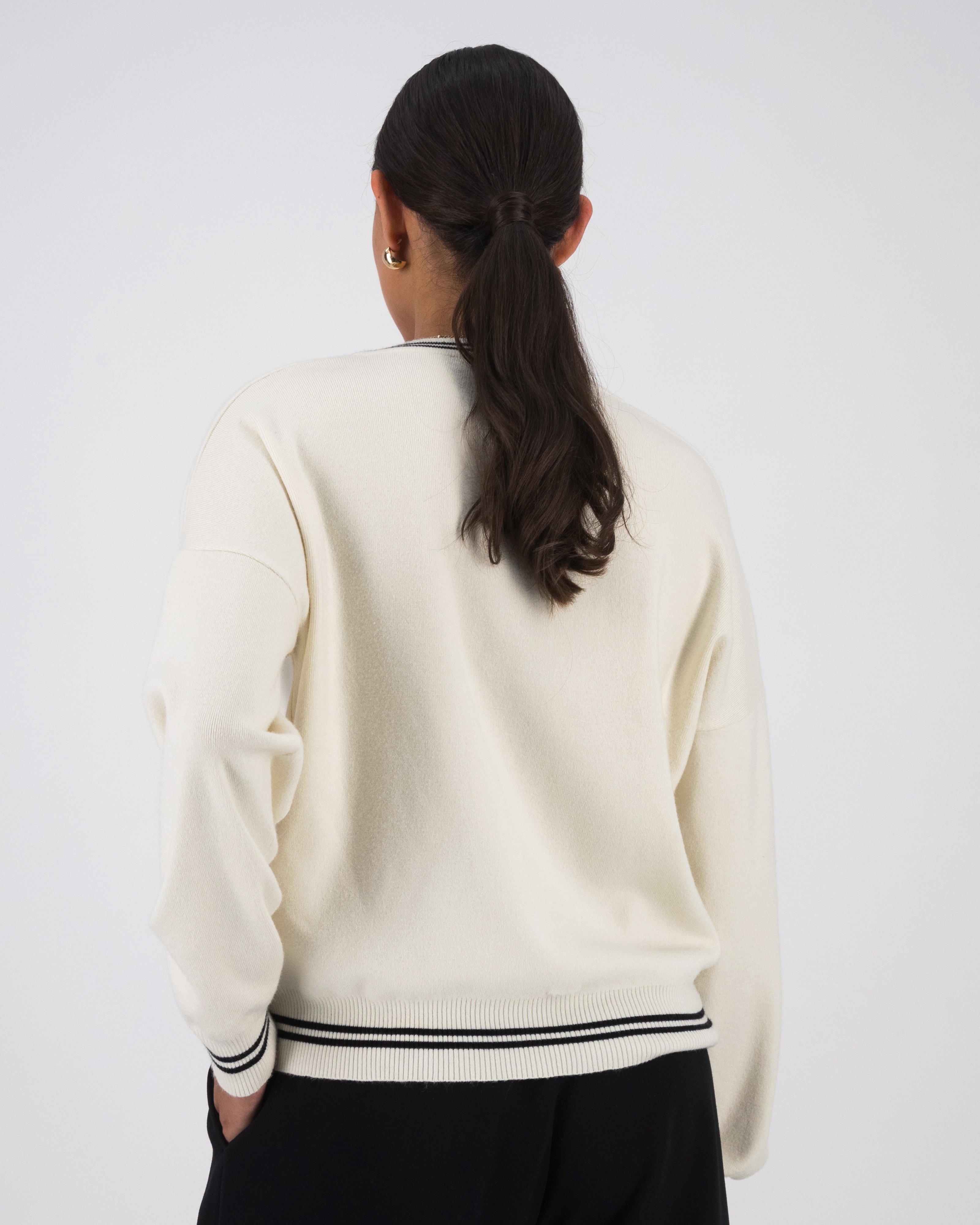 Women's Charlie V-Neck Jumper -  White