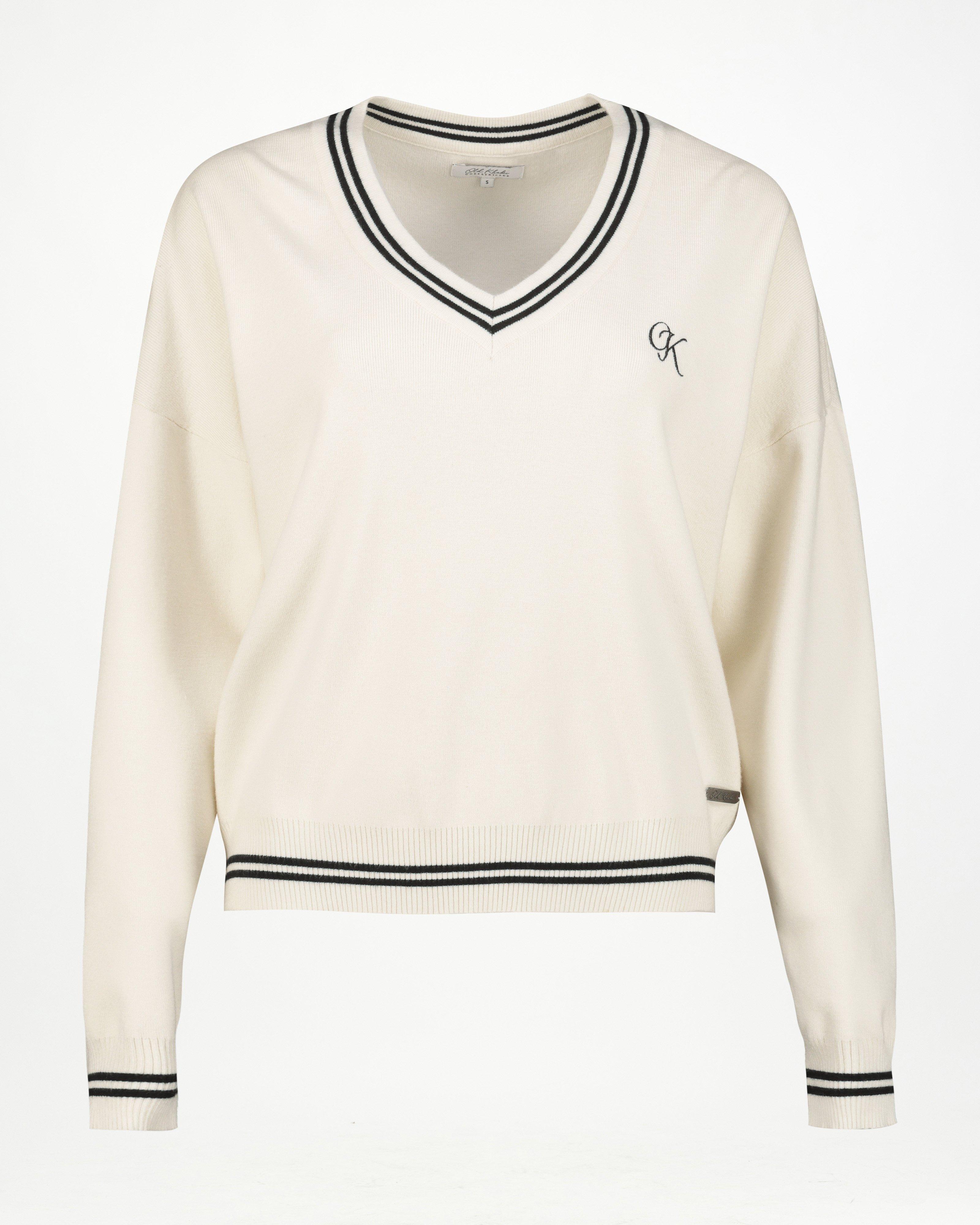 Women's Charlie V-Neck Jumper -  White