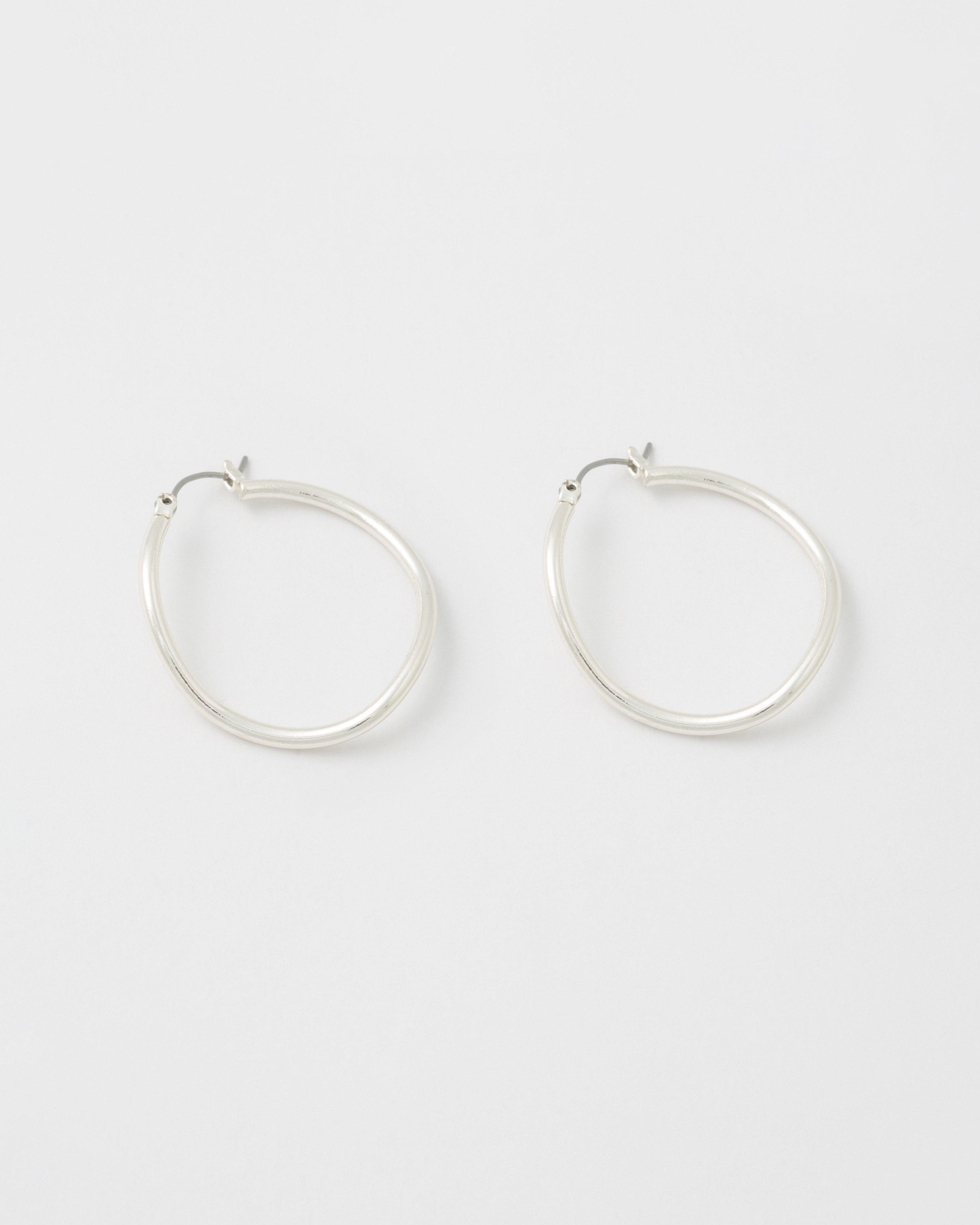 Organic Twisted Hoop Earrings -  Silver