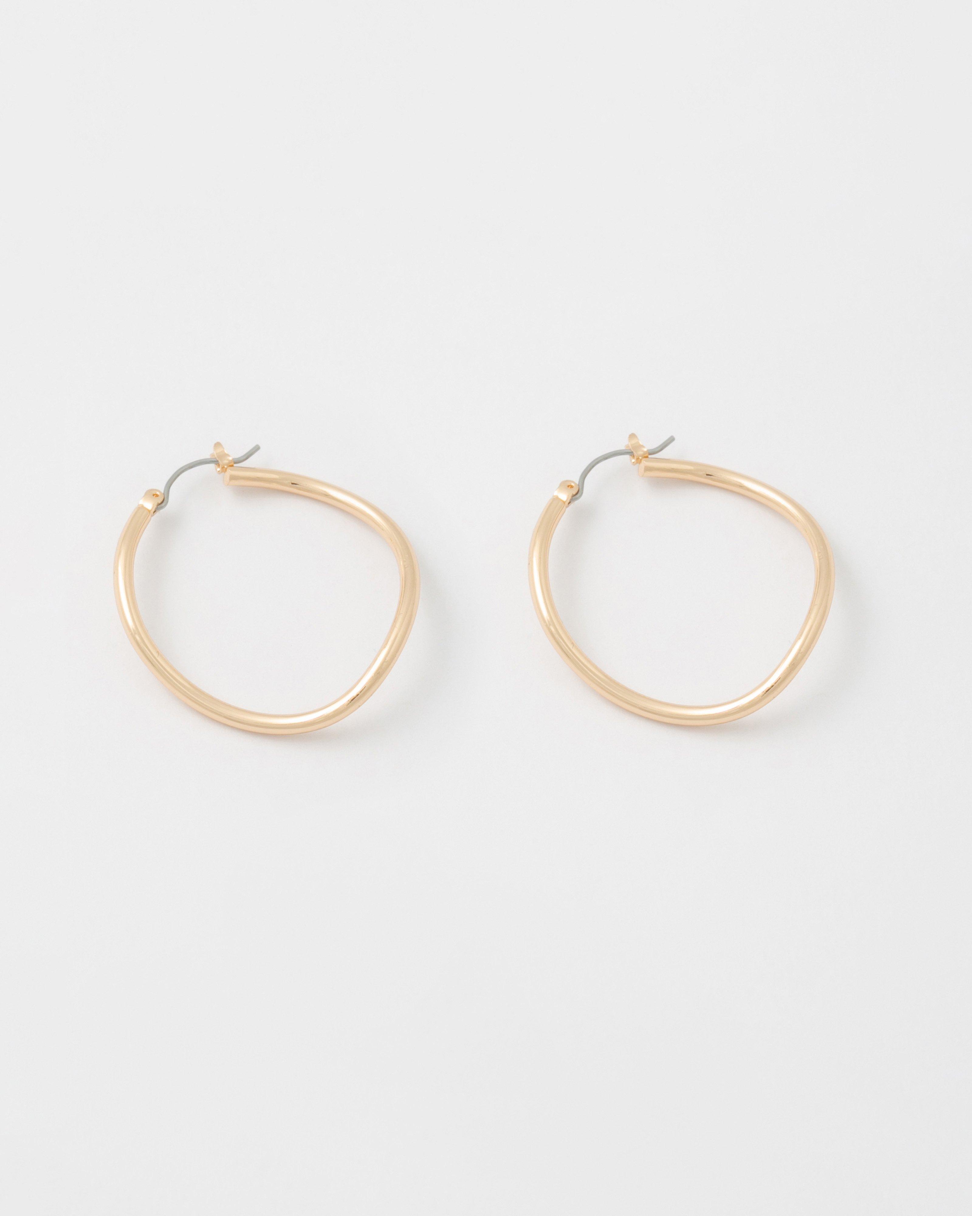 Organic Twisted Hoop Earrings -  Gold