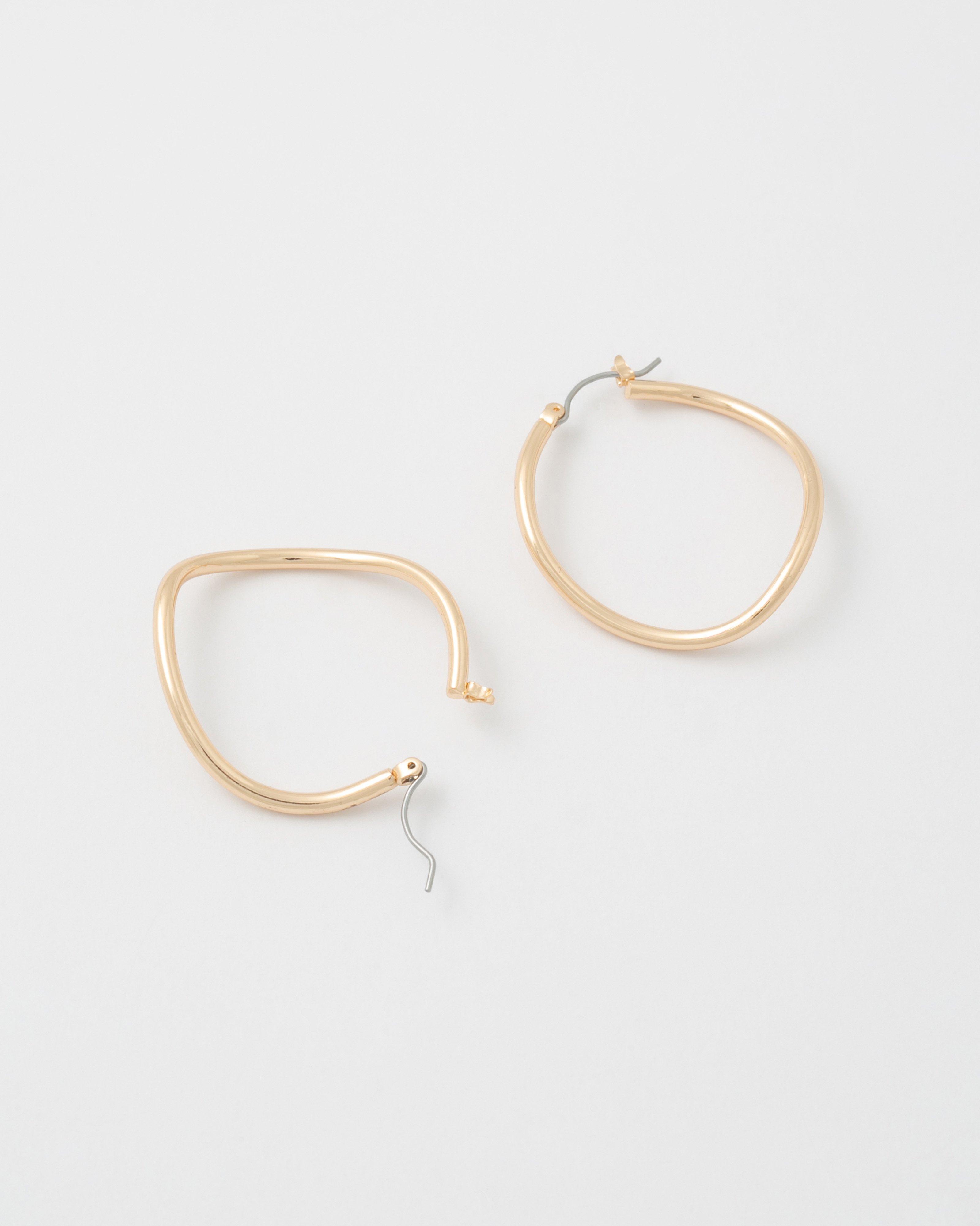 Organic Twisted Hoop Earrings -  Gold
