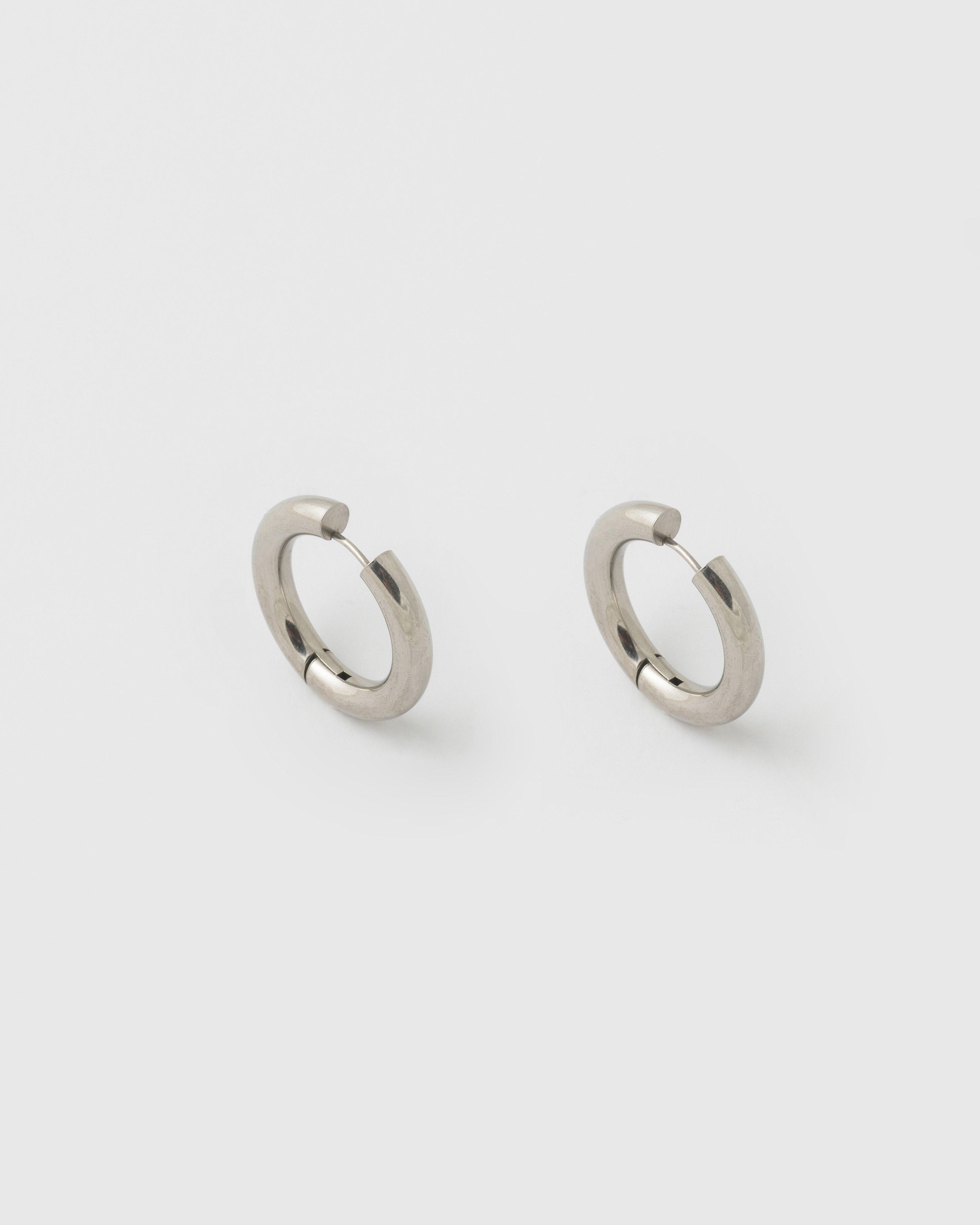 Stainless Steel Mini Chunky Scoop Hoop Earrings -  Silver