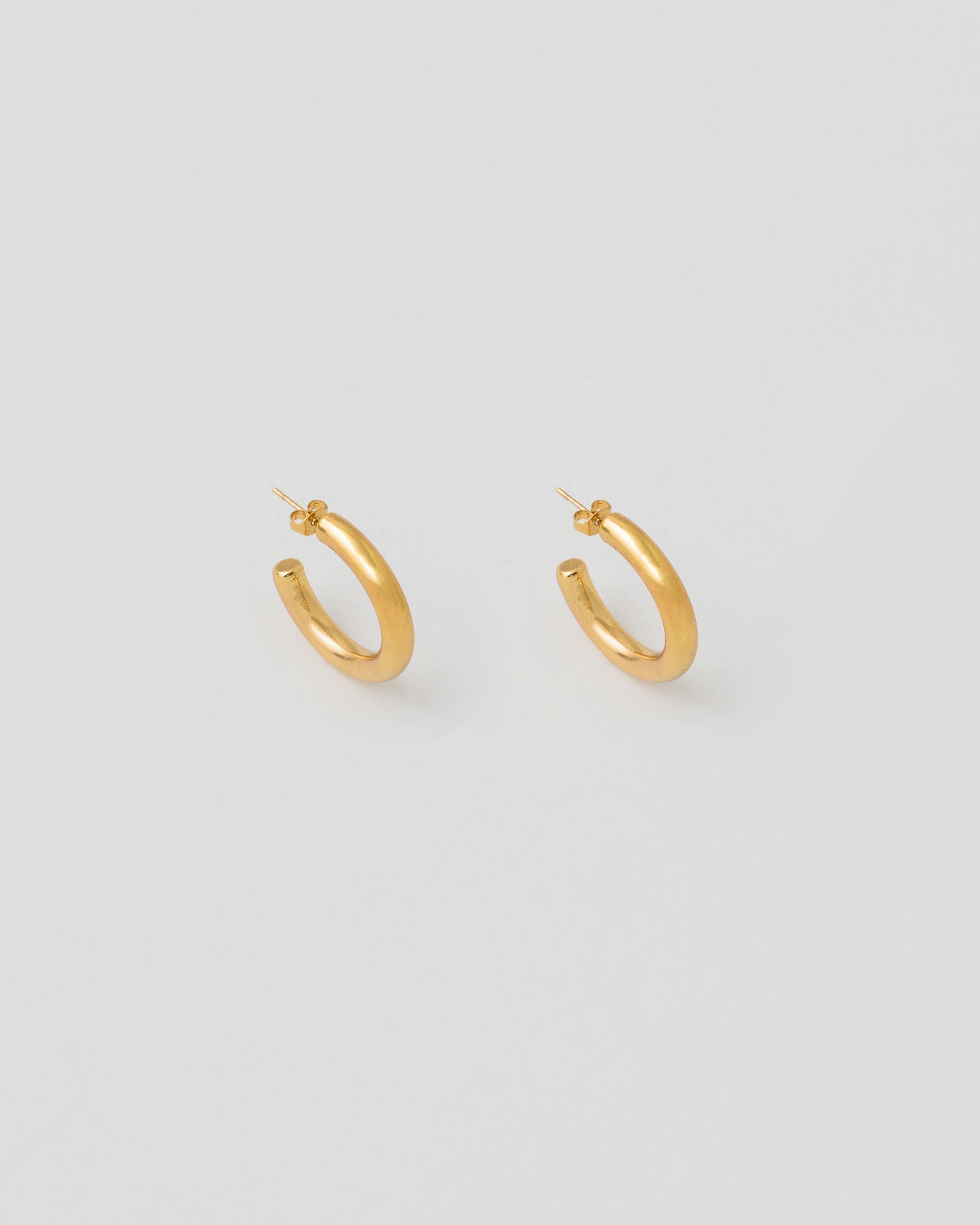 Stainless Steel Mini Chunky Scoop Hoop Earrings -  Gold