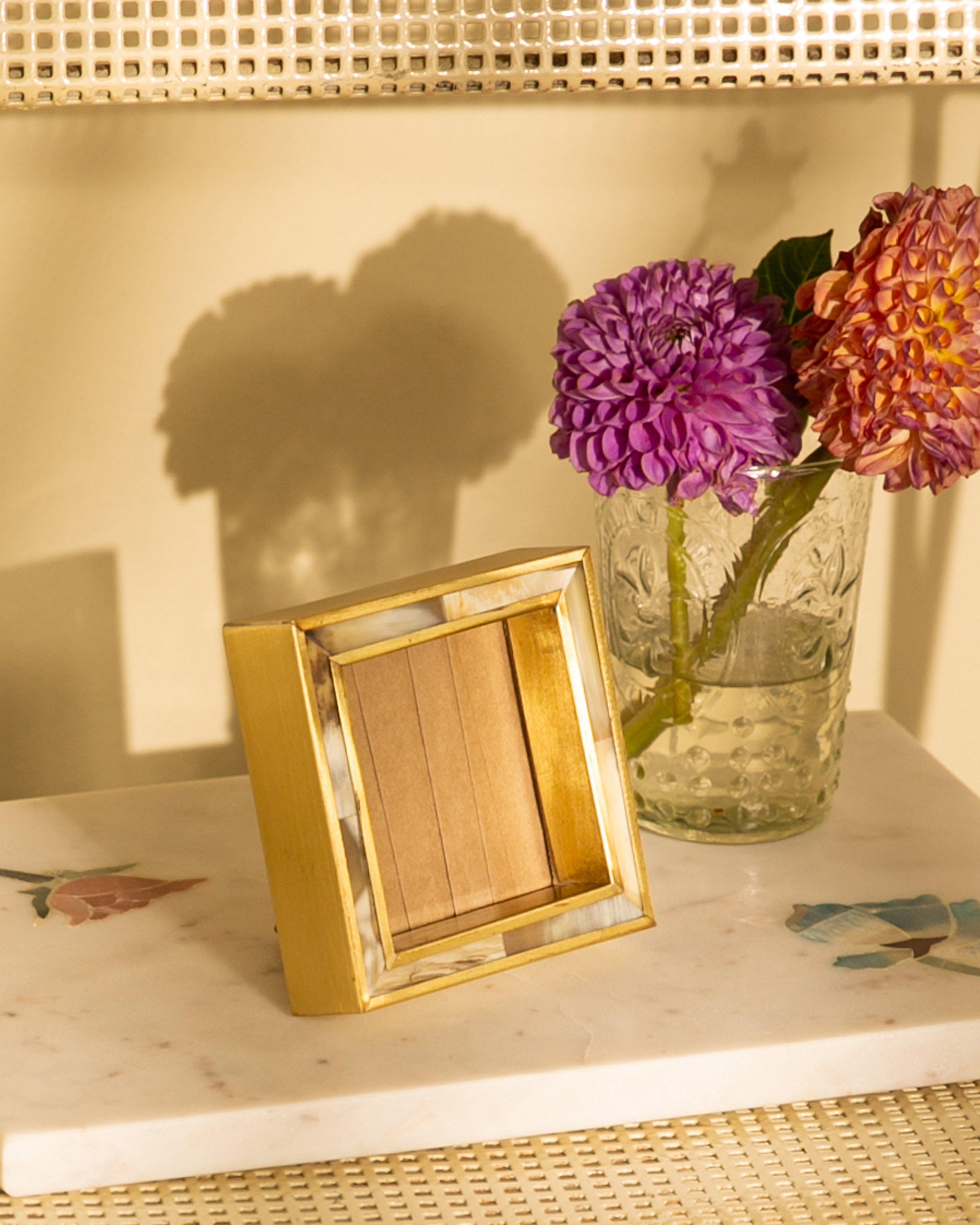 Brass Framed Bone Frame -  Gold