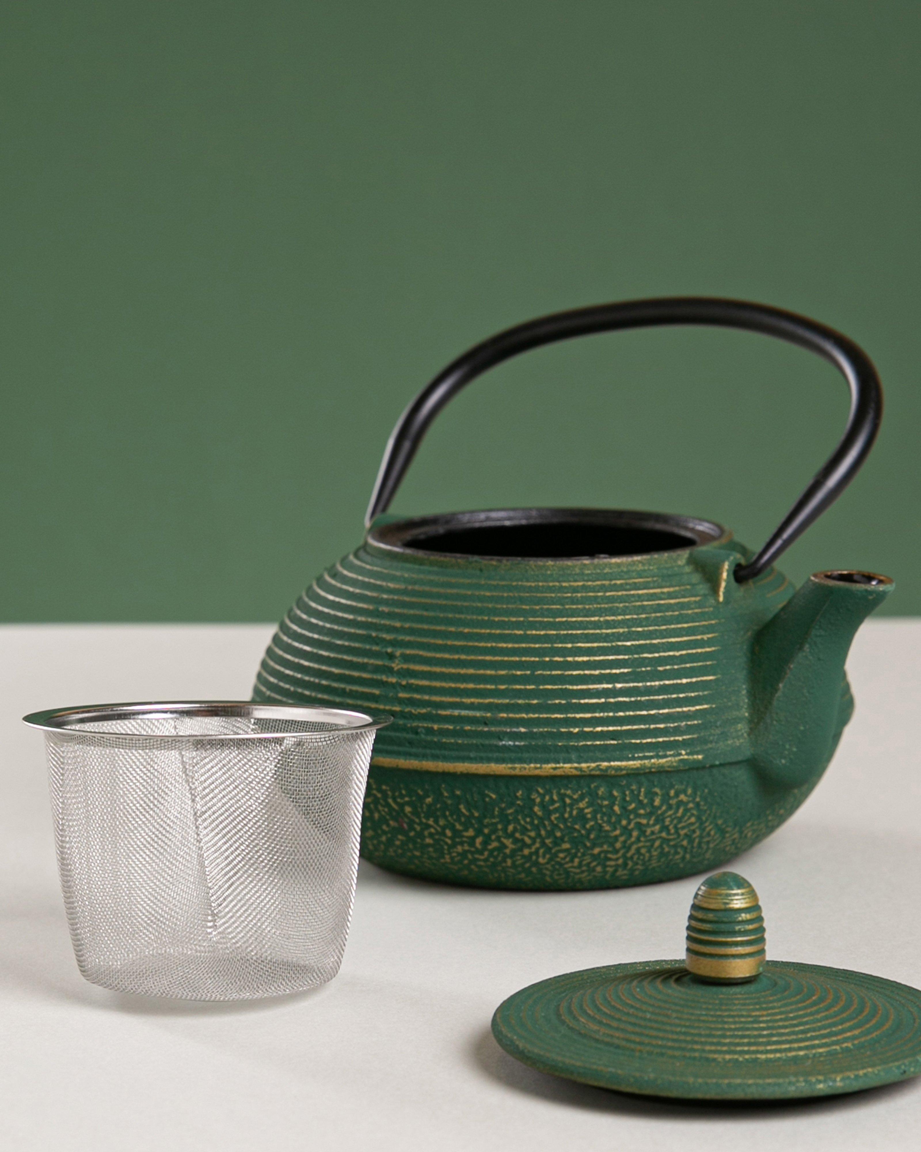 Riley Ribbed Teapot - 0.9l -  Dark Green