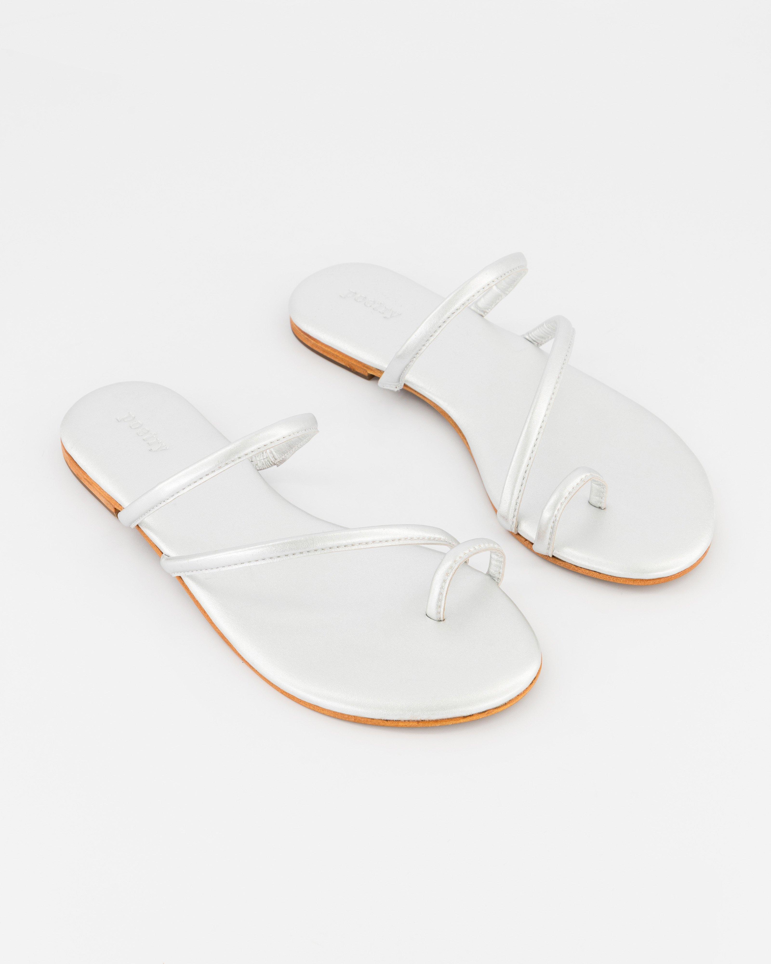 Hayley Strappy Leather Sandal -  Silver