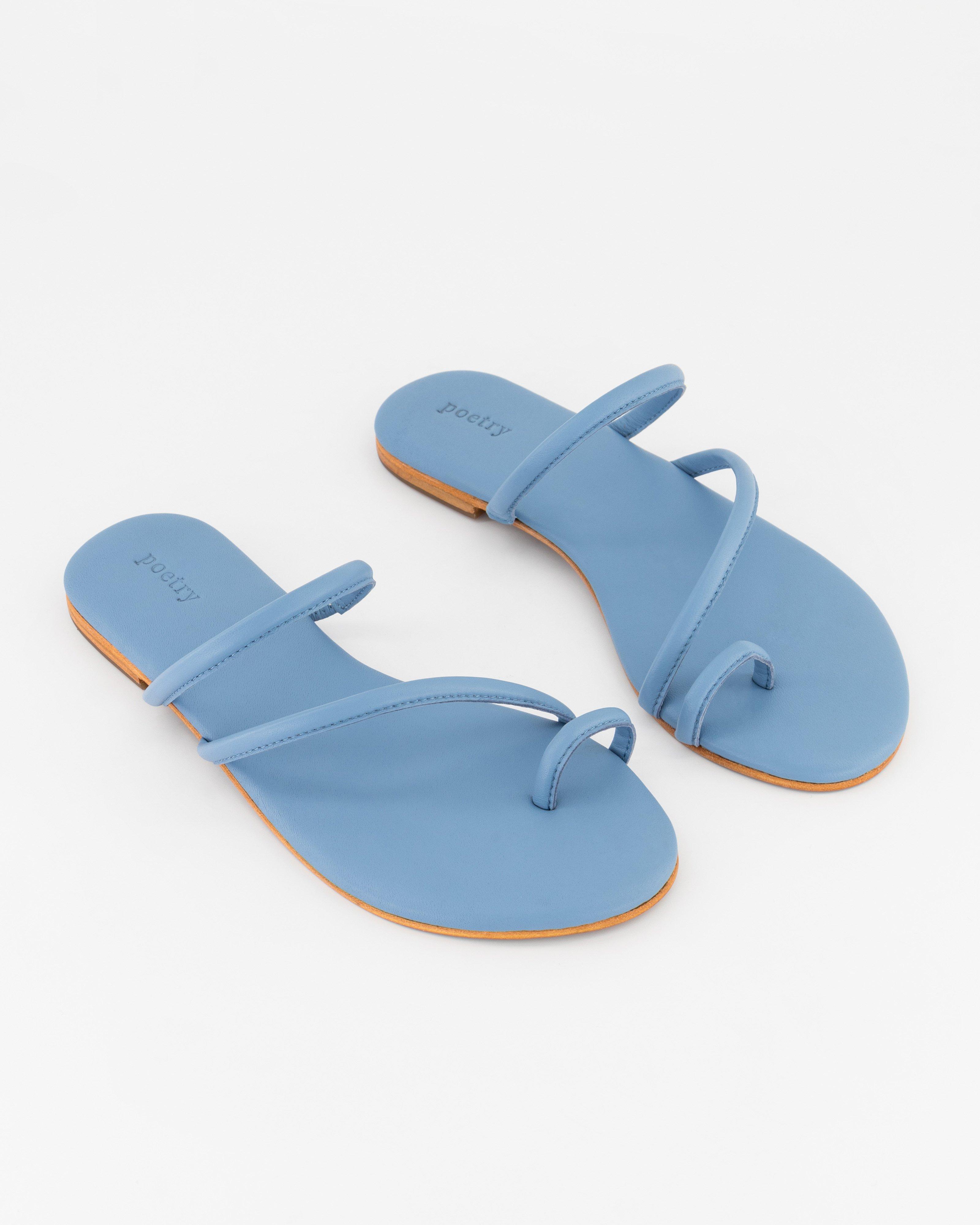 Hayley Strappy Leather Sandal -  Cloud Blue