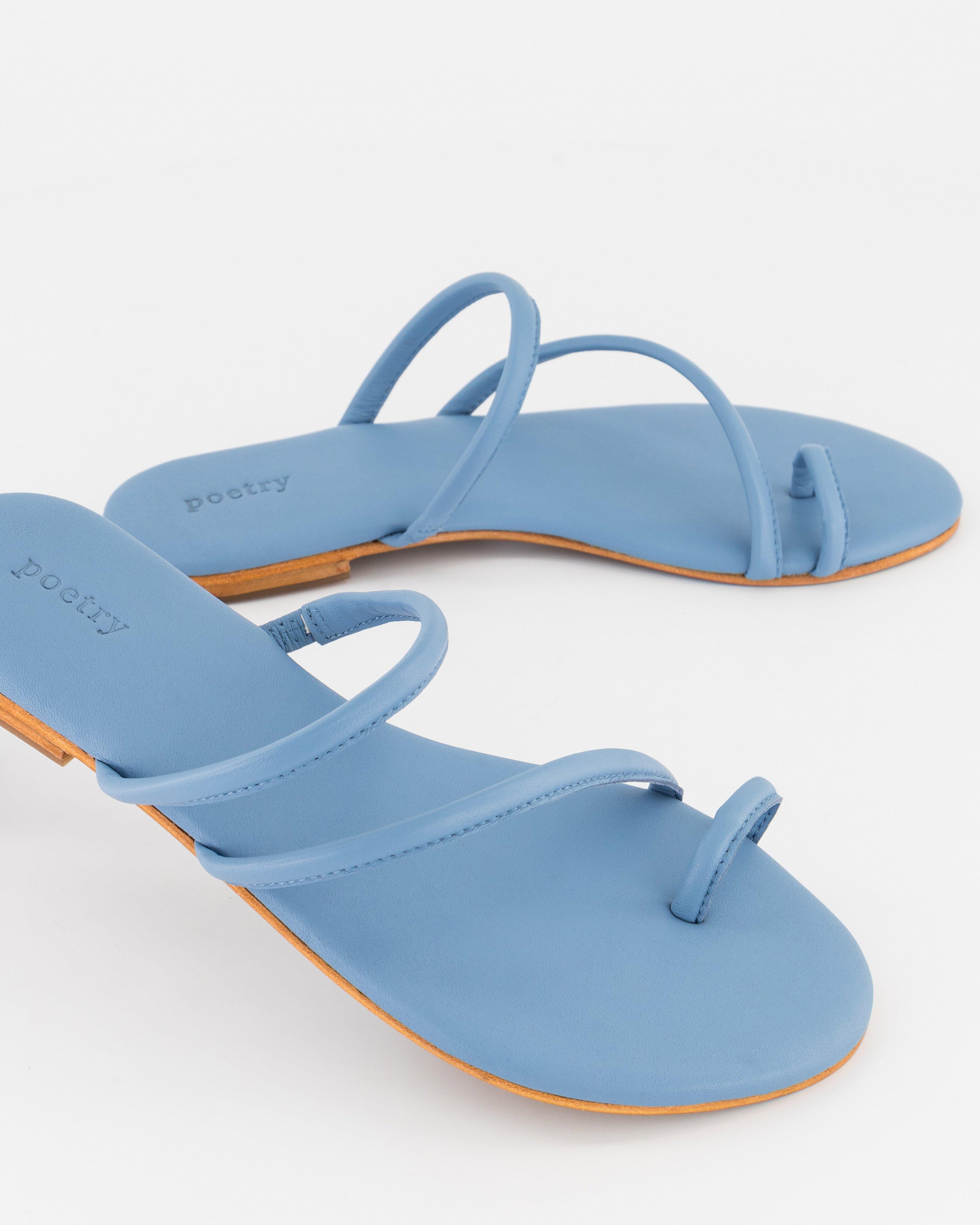 Hayley Strappy Leather Sandal -  Cloud Blue