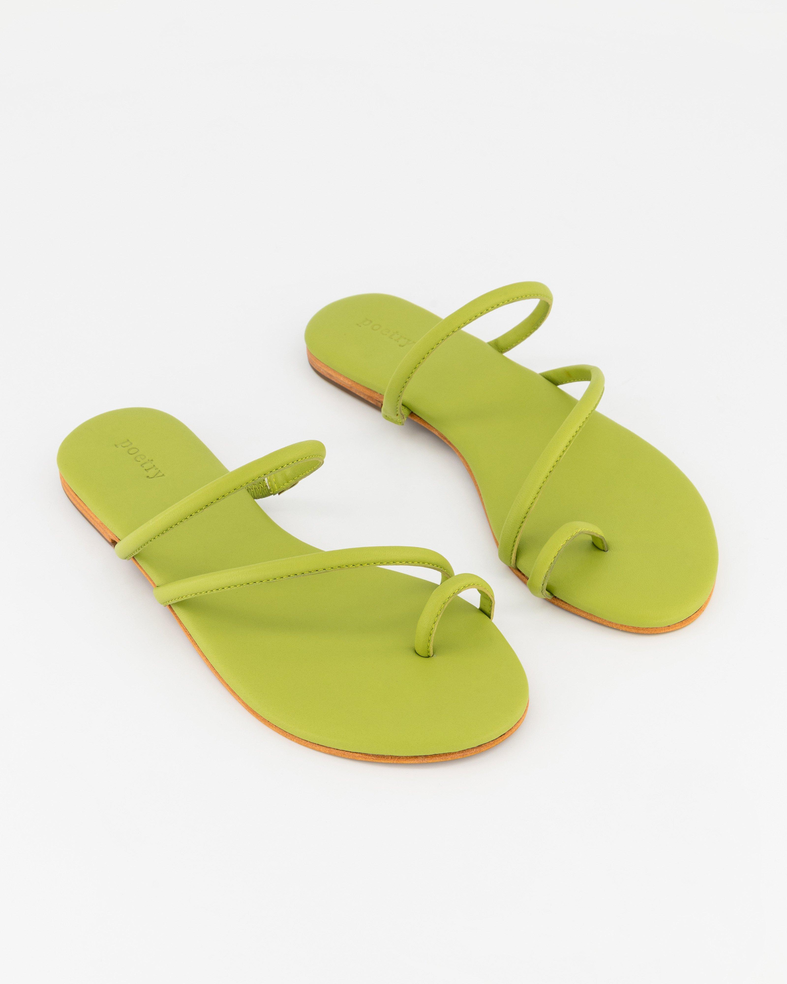 Hayley Strappy Leather Sandal -  Chartreuse