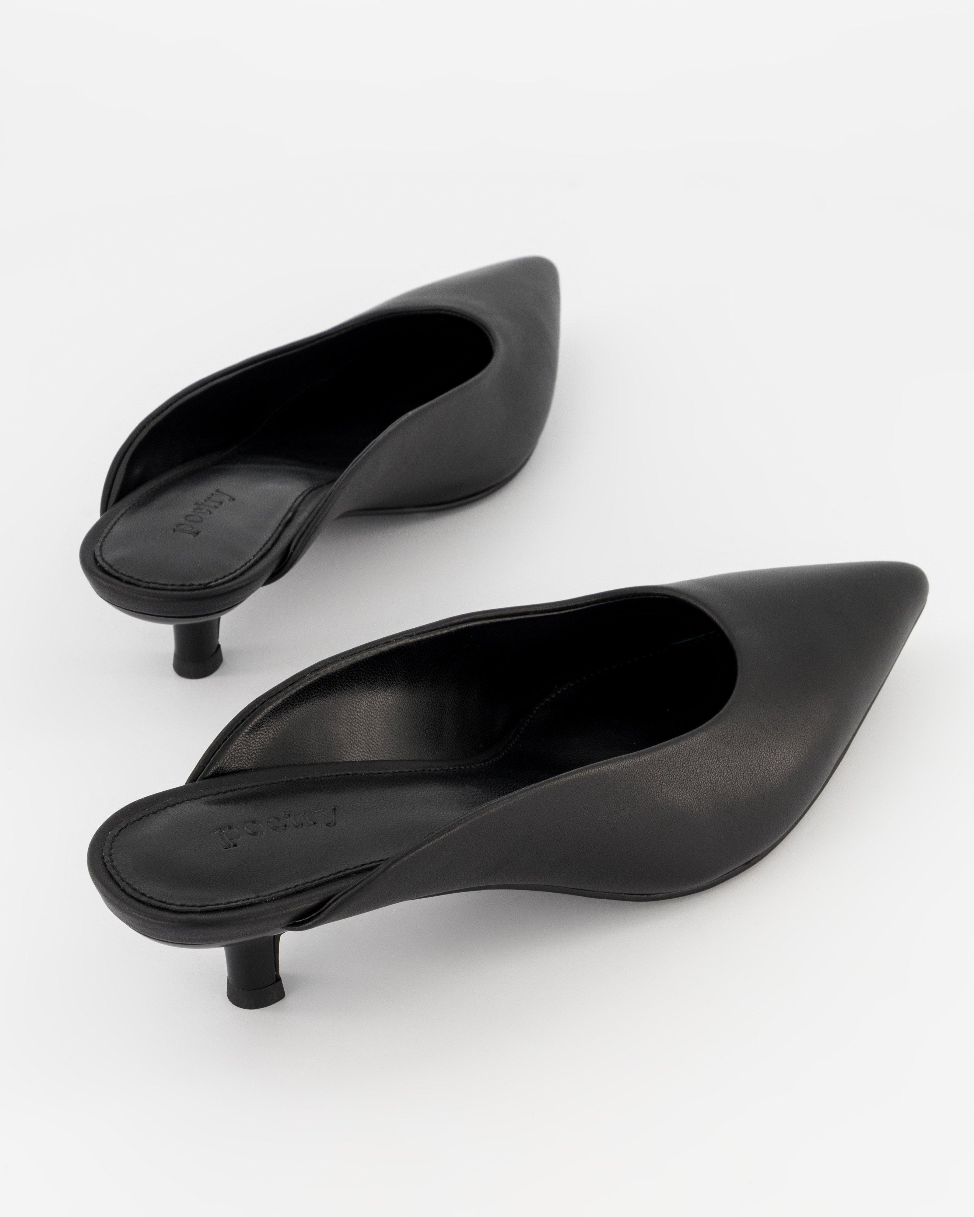 Alissa Leather Pointy Mule -  Black