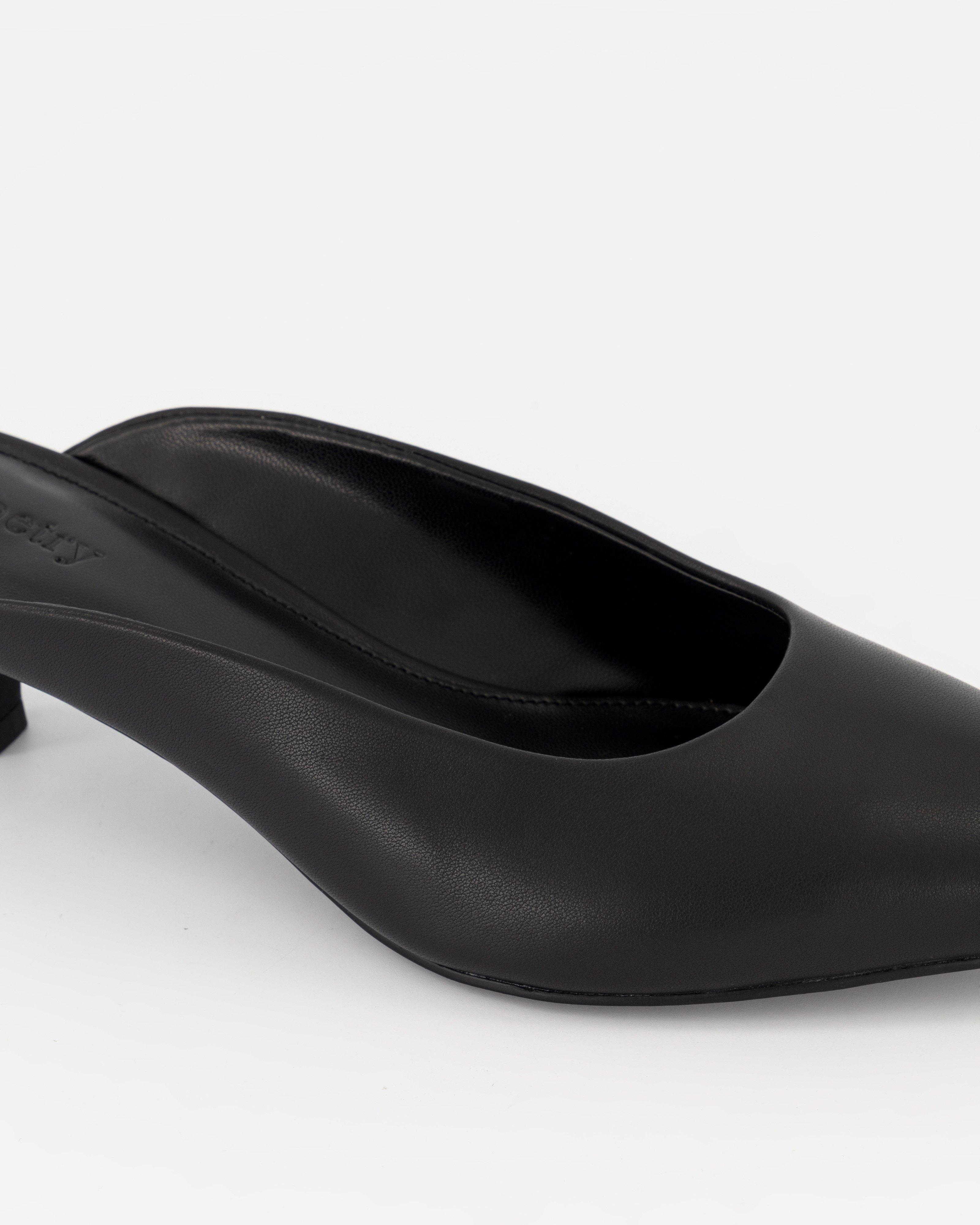 Alissa Leather Pointy Mule -  Black