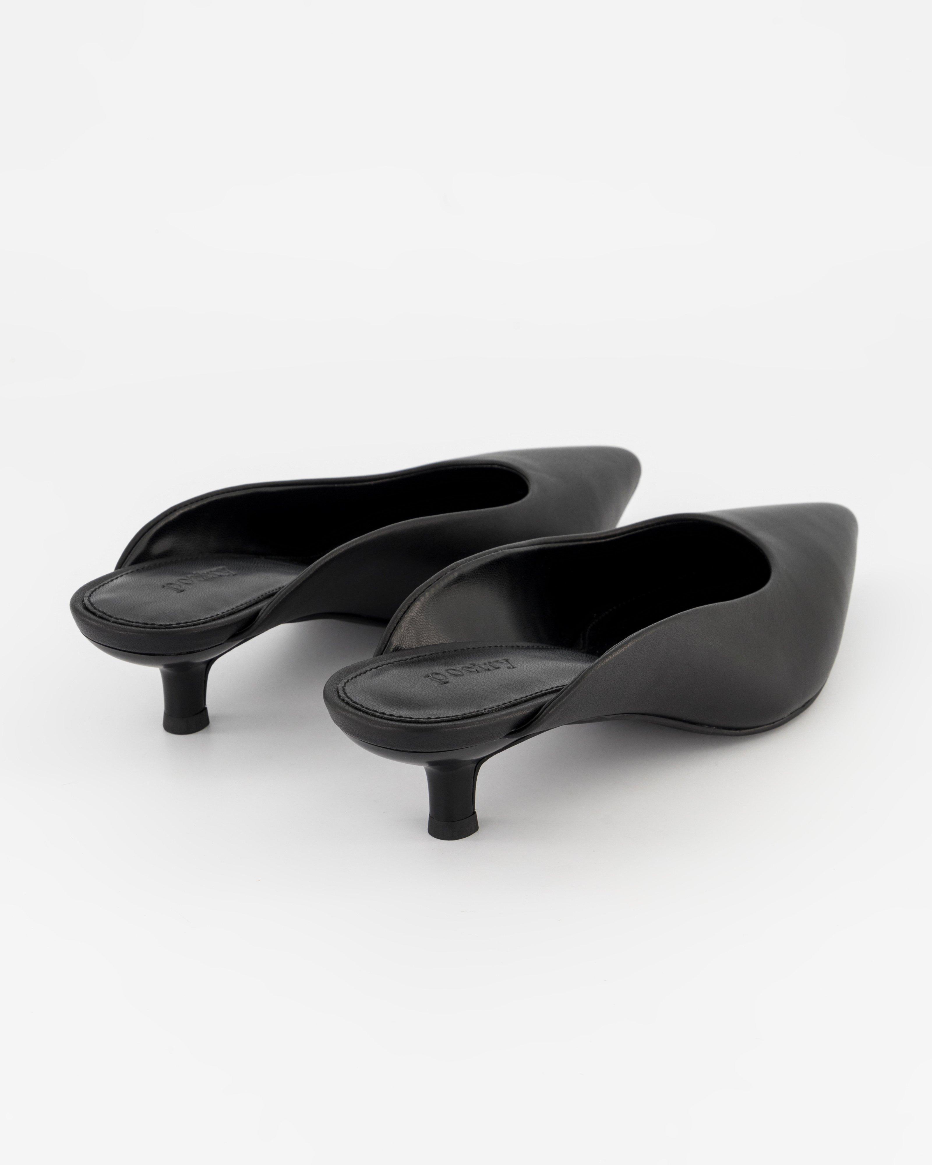 Alissa Leather Pointy Mule -  Black