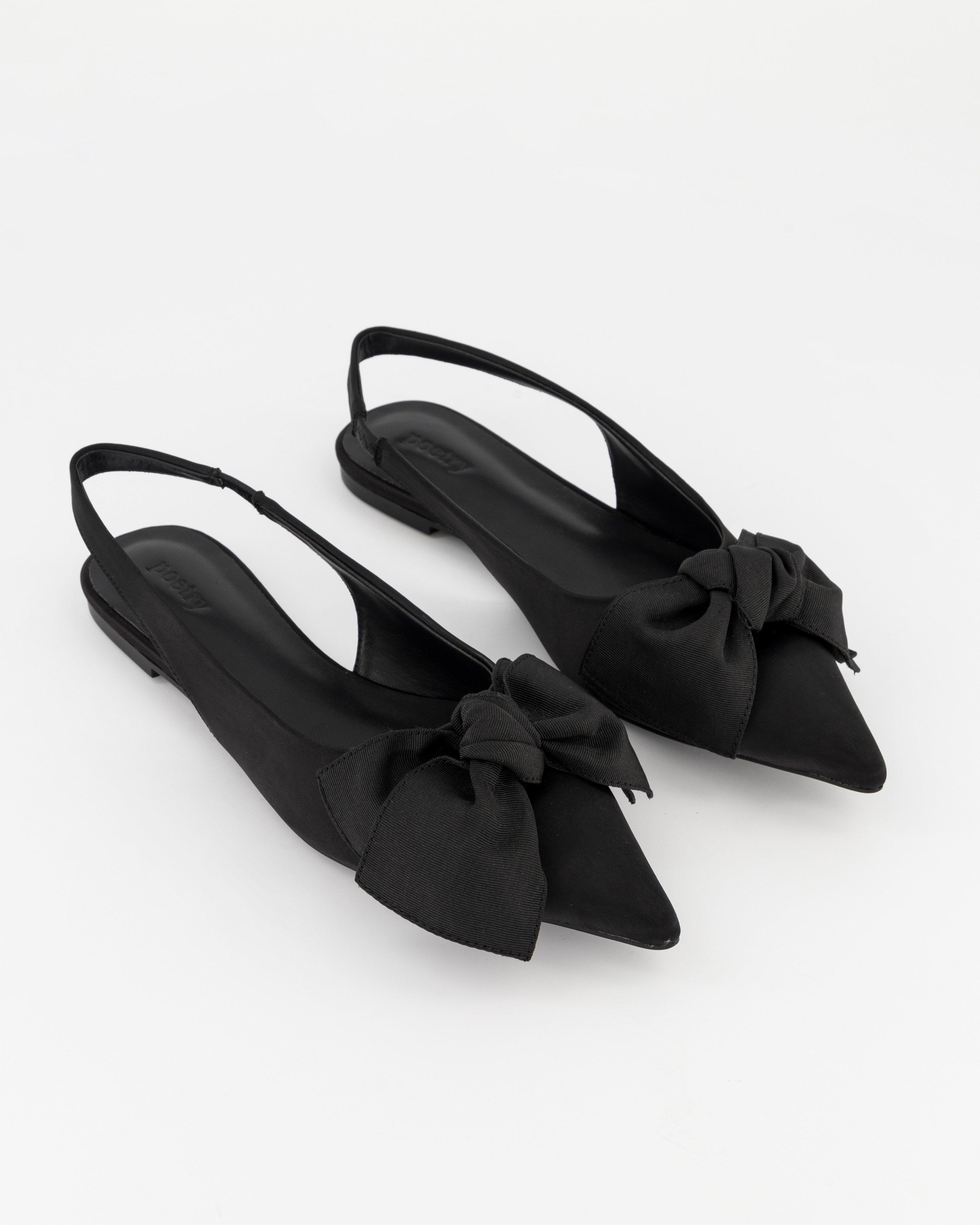 Claudia Bow Trim Pointed Slingback -  Black