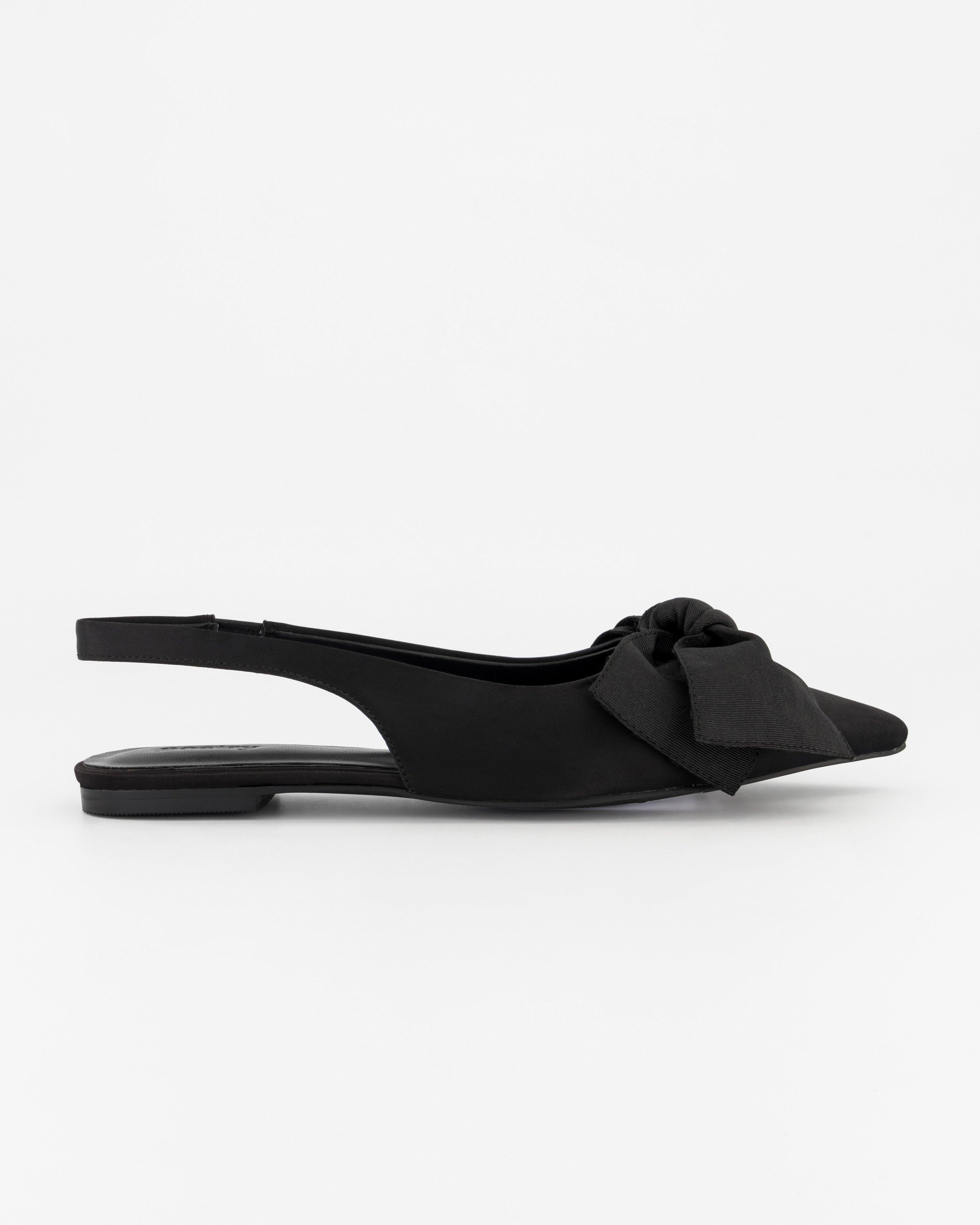 Claudia Bow Trim Pointed Slingback -  Black