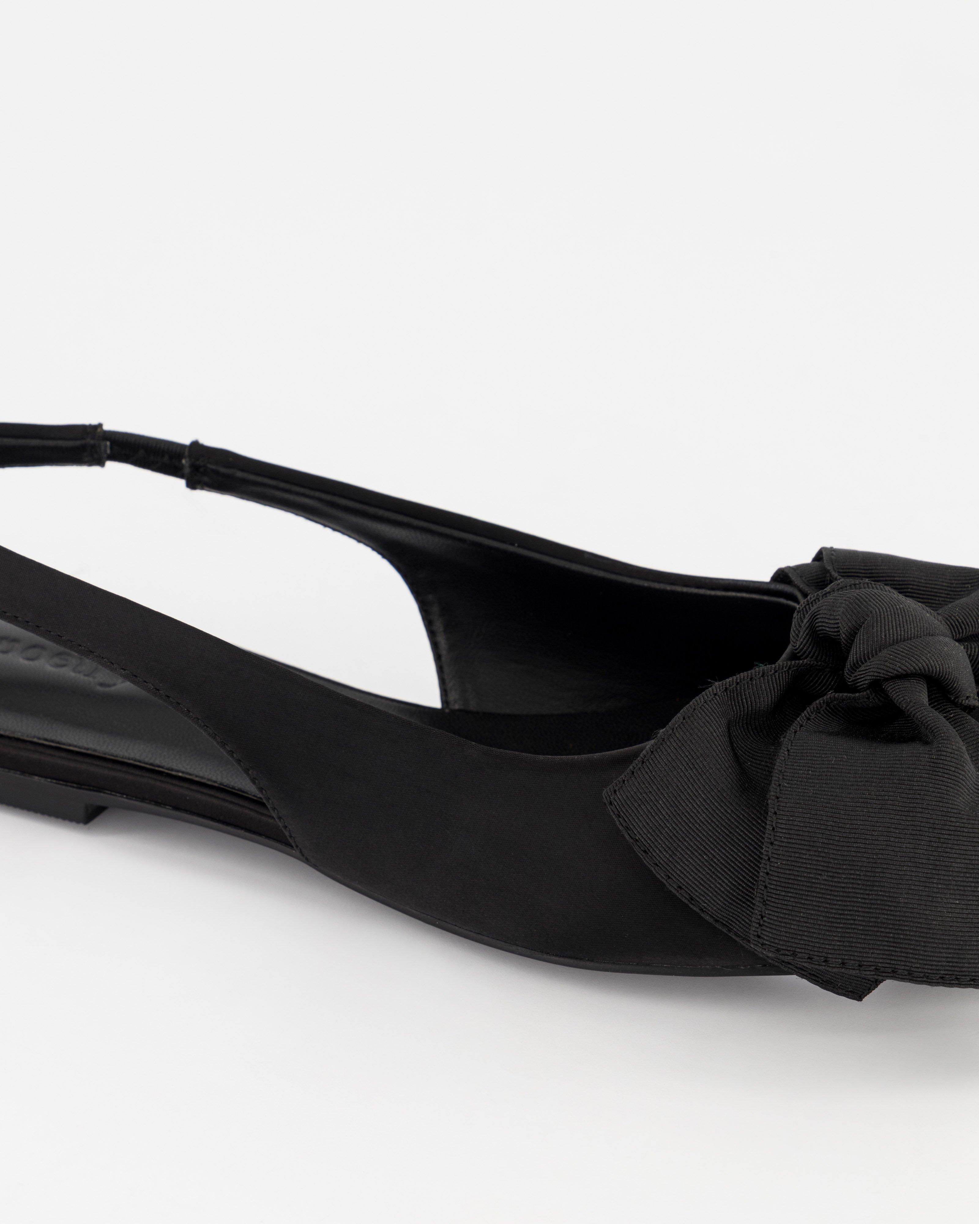 Claudia Bow Trim Pointed Slingback -  Black