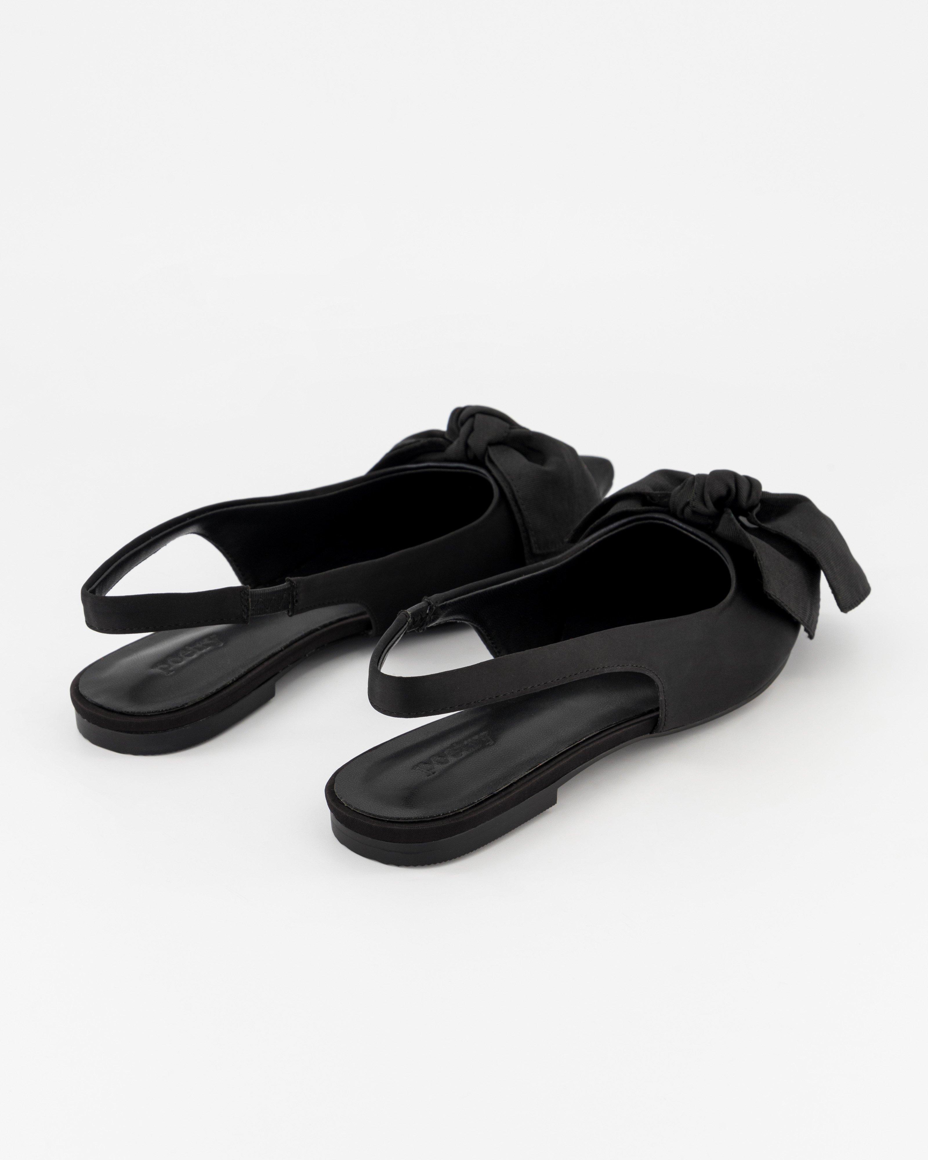 Claudia Bow Trim Pointed Slingback -  Black