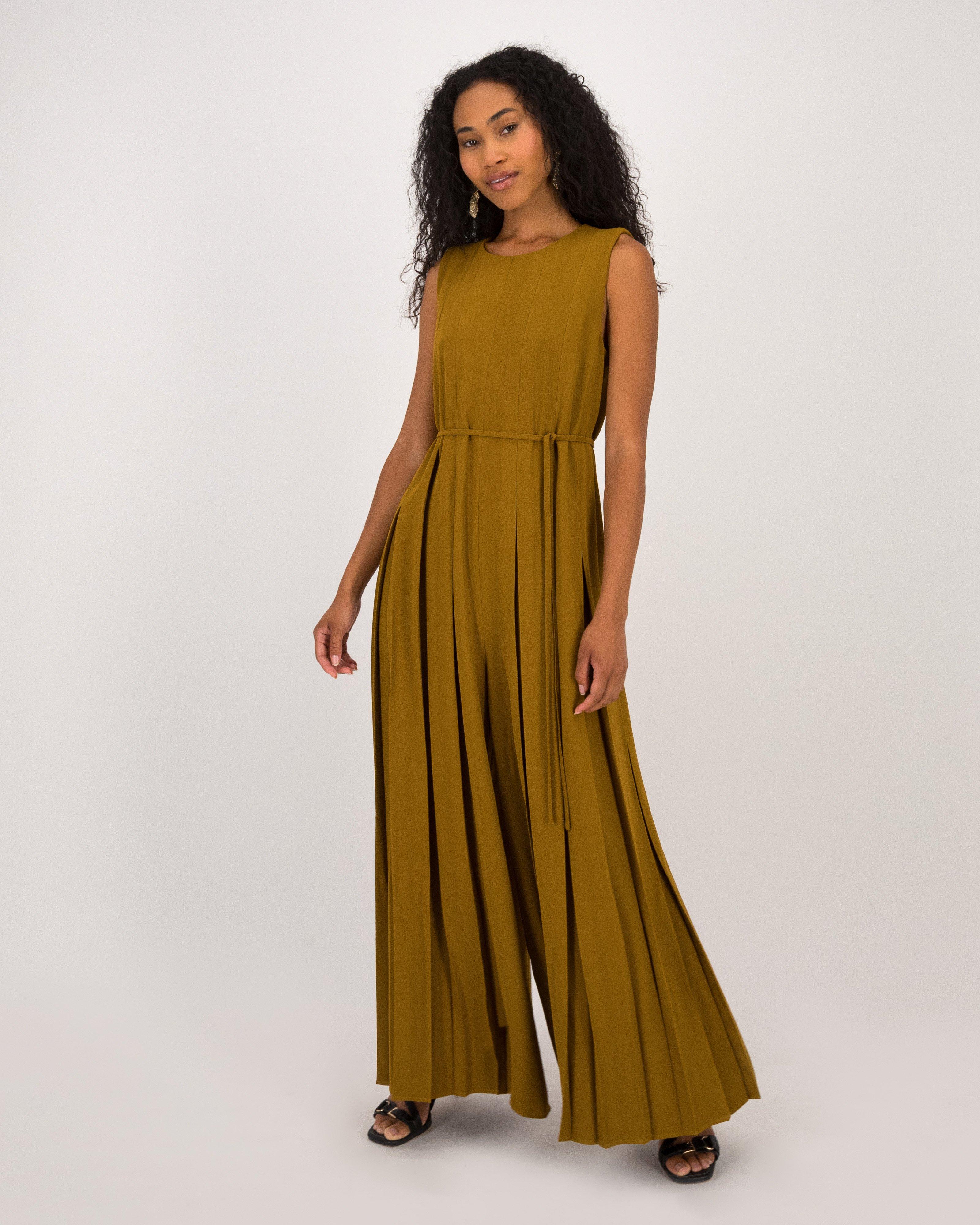 Remi Pleated Jumpsuit -  Brown