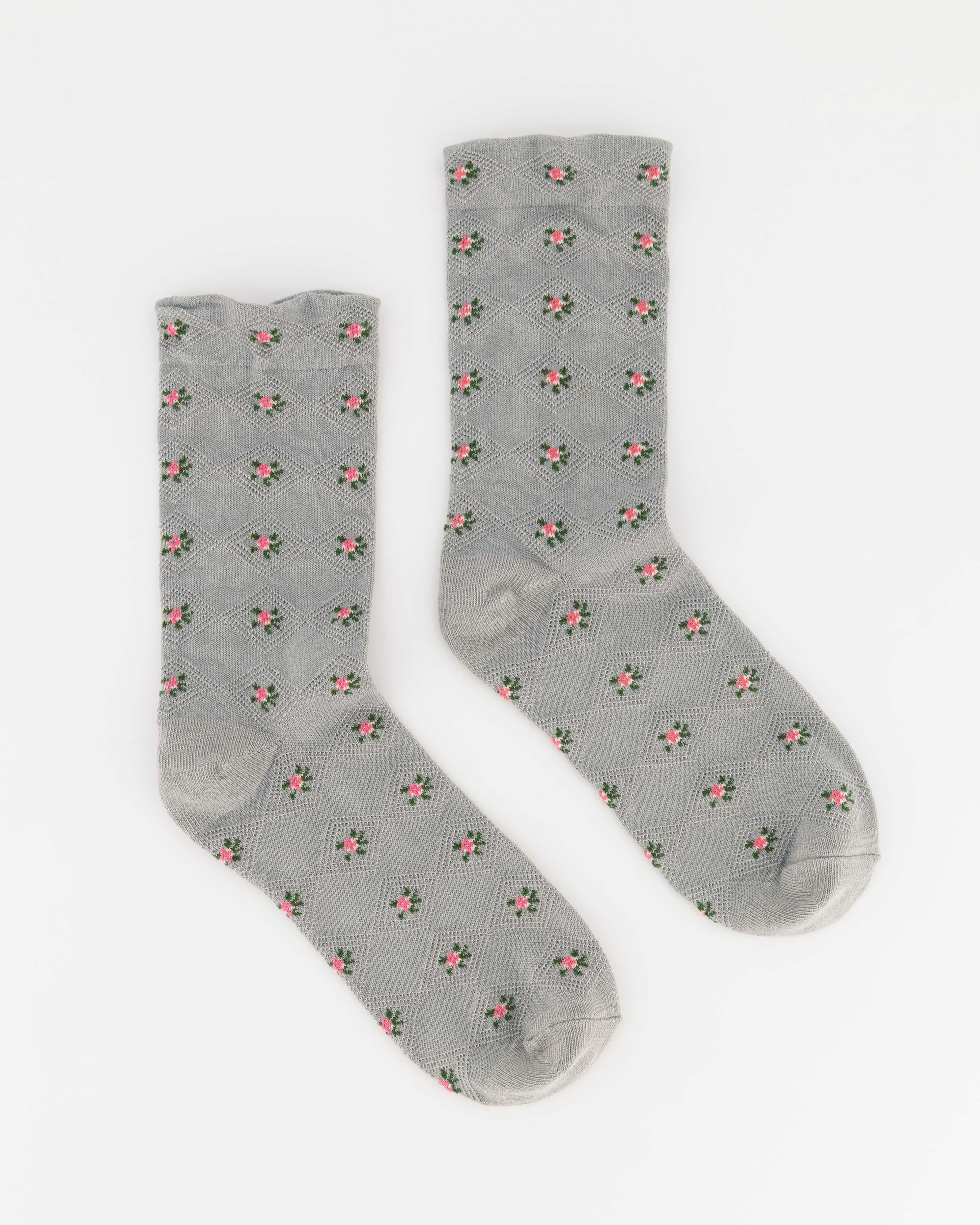 Molly Floral Sock -  Grey