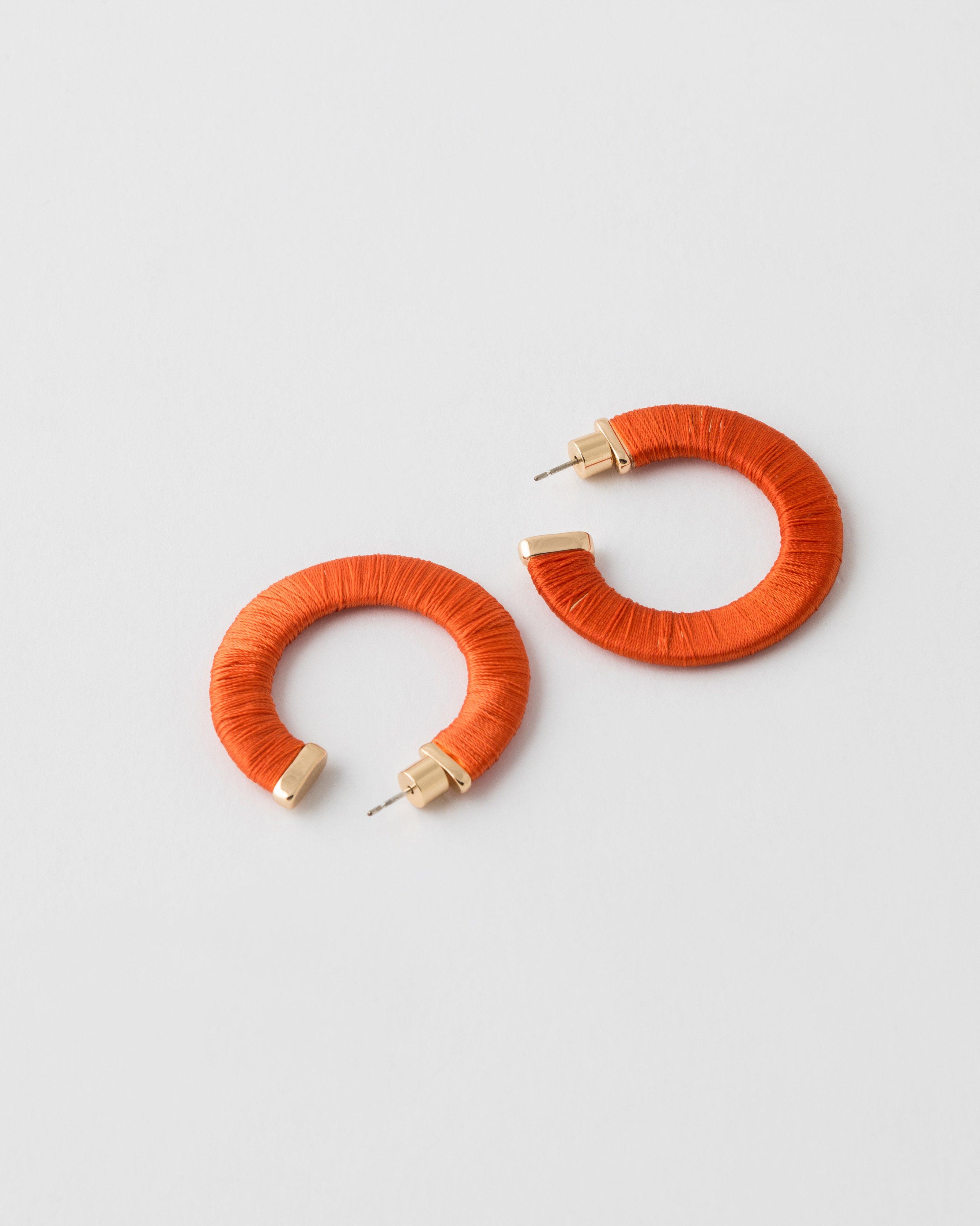 Wrapped Rope Hoop Earrings -  Orange