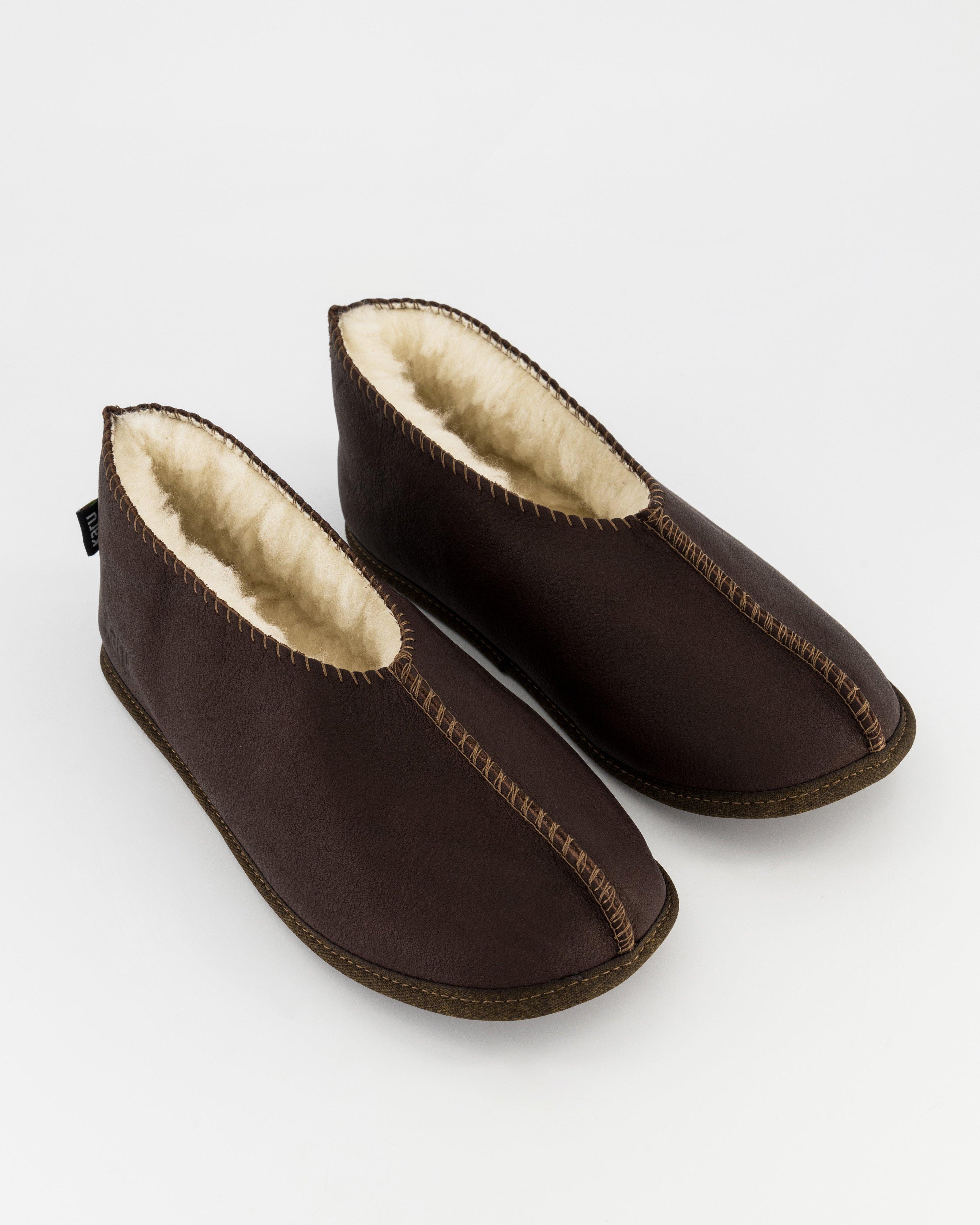 Cape Union Unisex Karu Shloffy Wool Travel Slippers -  Chocolate