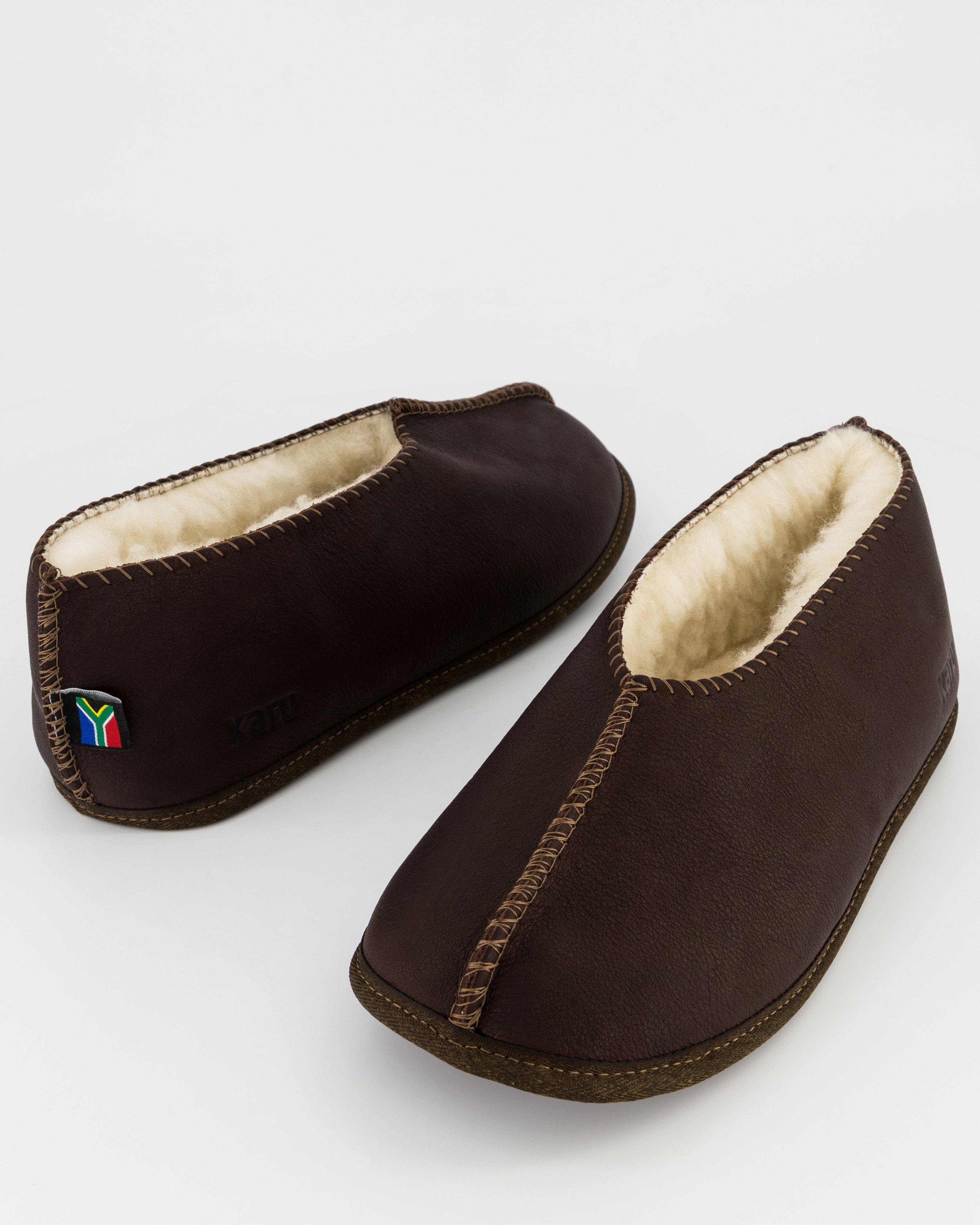 Cape Union Unisex Karu Shloffy Wool Travel Slippers -  Chocolate