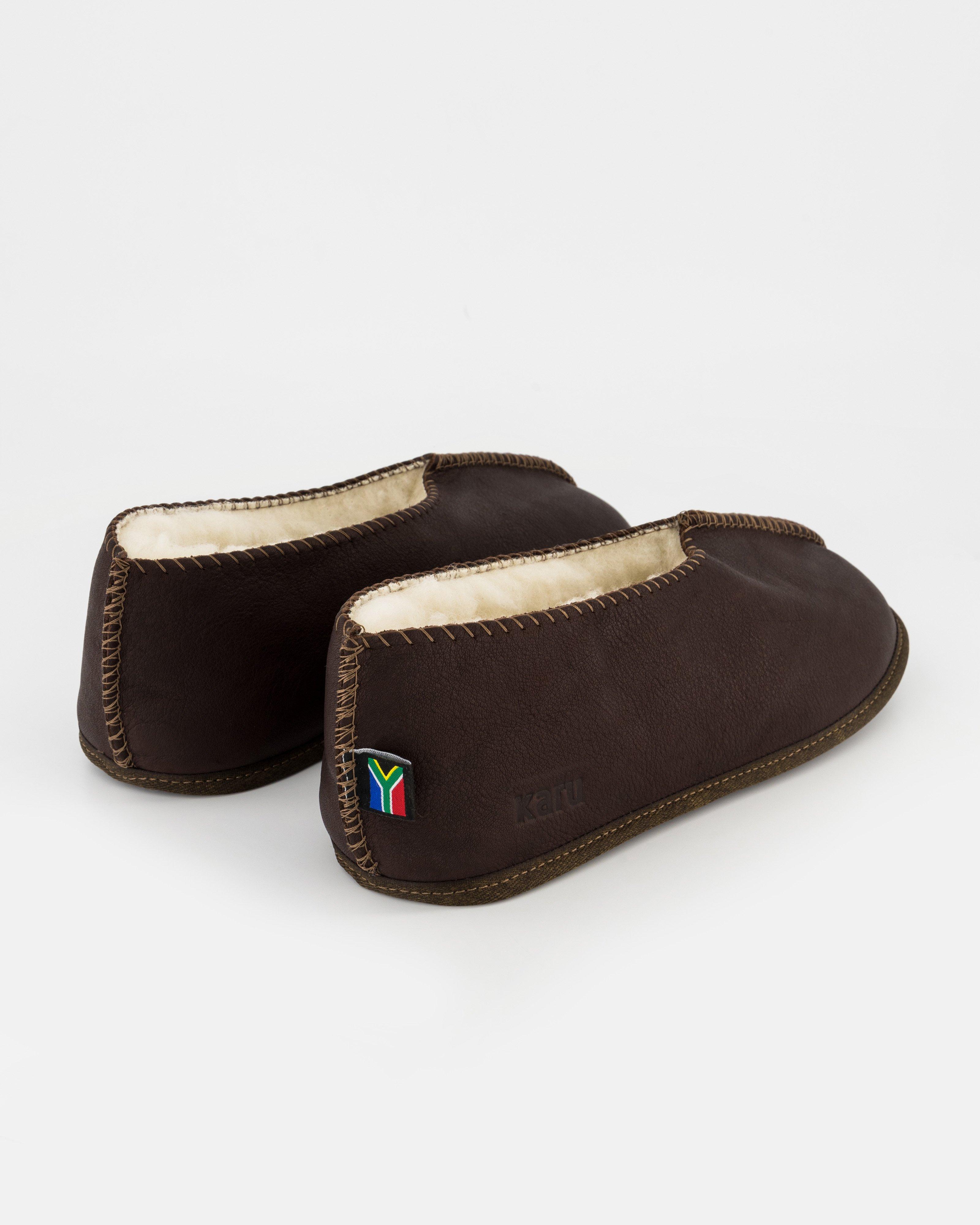 Cape Union Unisex Karu Shloffy Wool Travel Slippers -  Chocolate