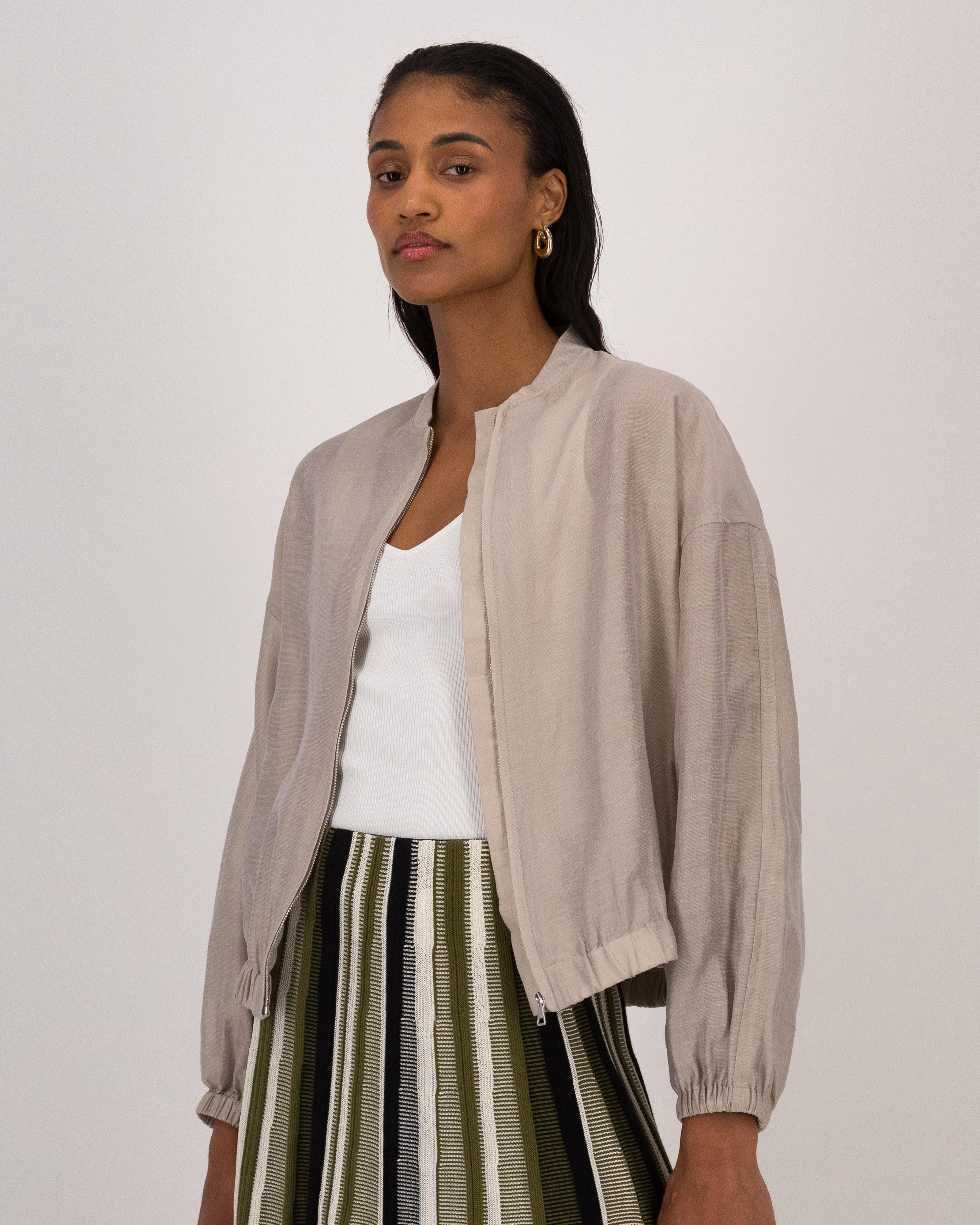 Lorna Linen Sheer Bomber -  Milk