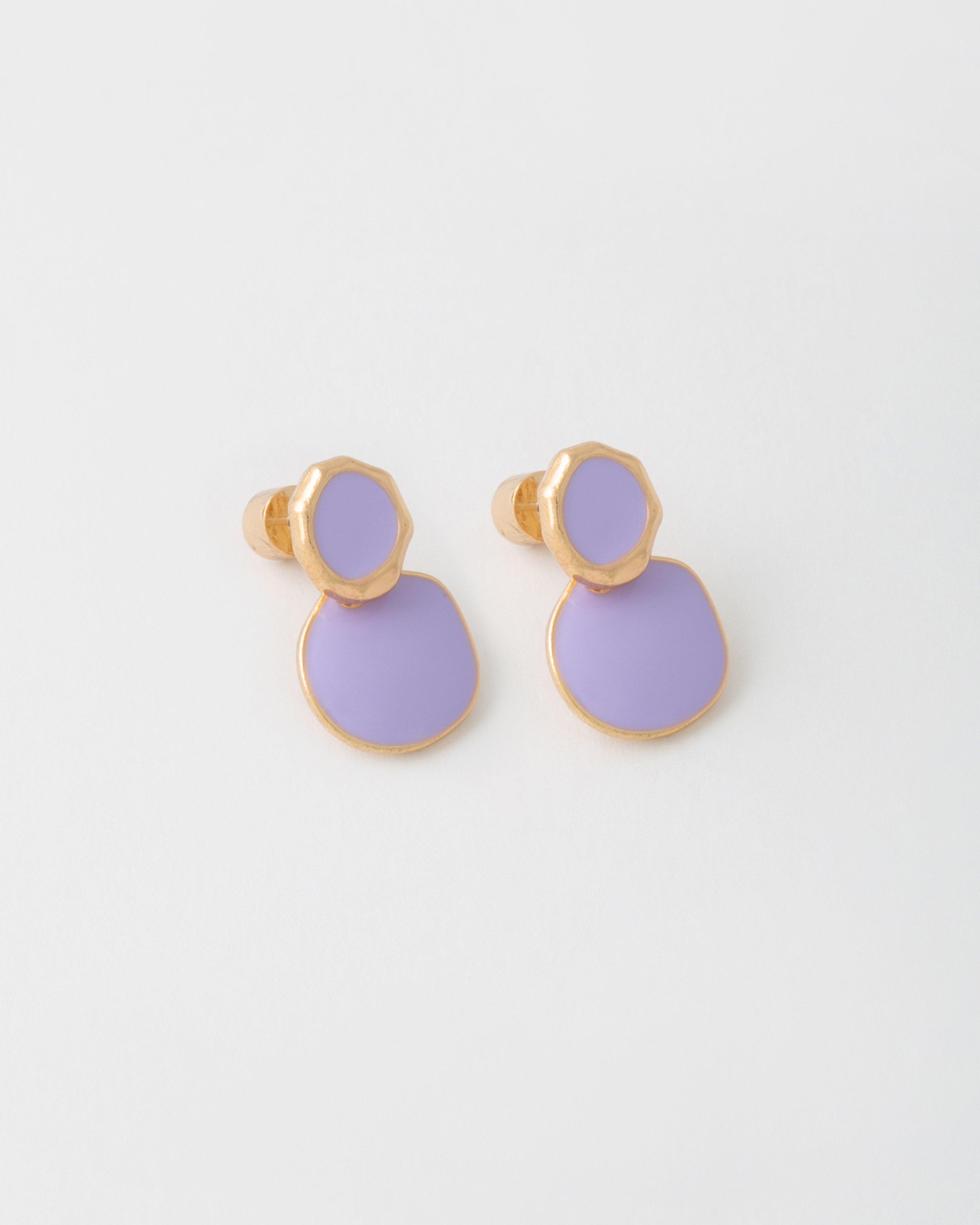 Organic Inlayed Epoxy Drop Earrings -  Lilac