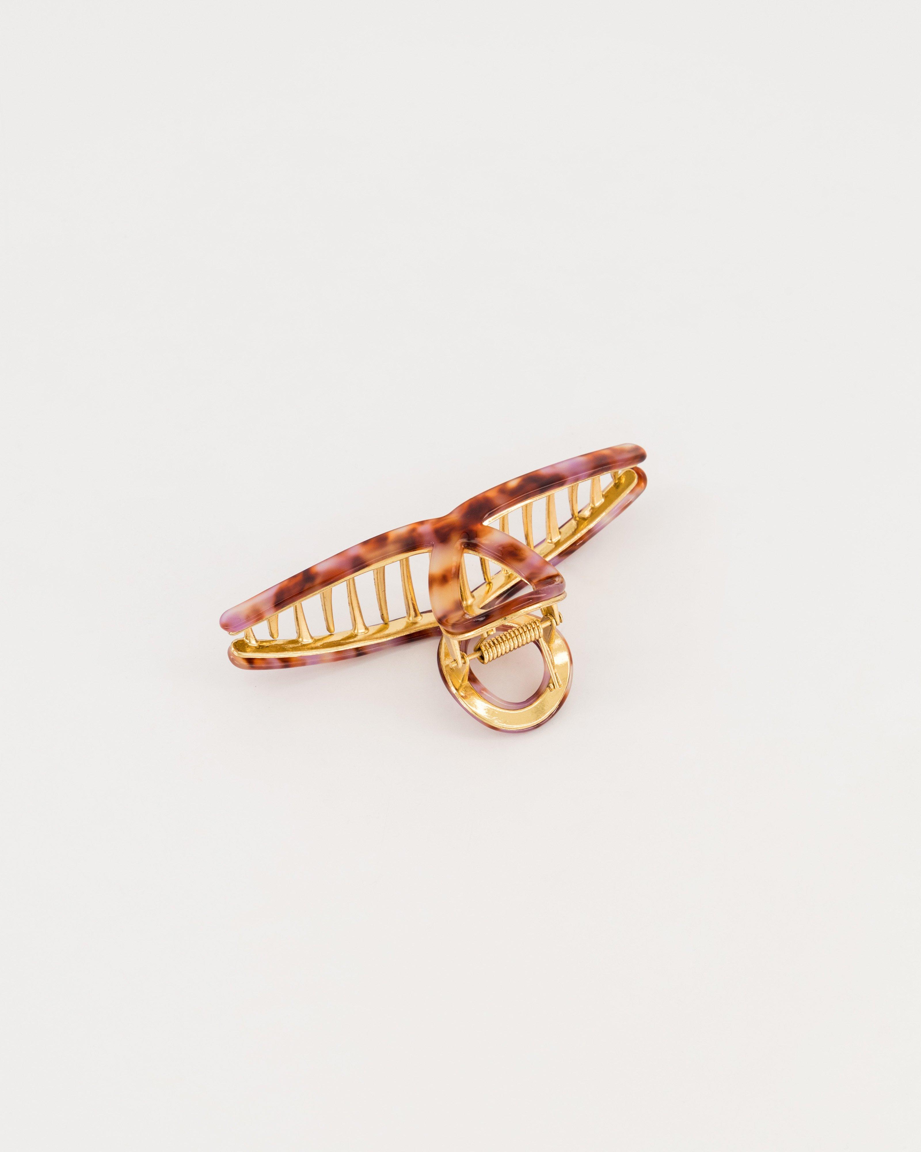 Jelena Tortoise Shell Bulldog Clip -  Red