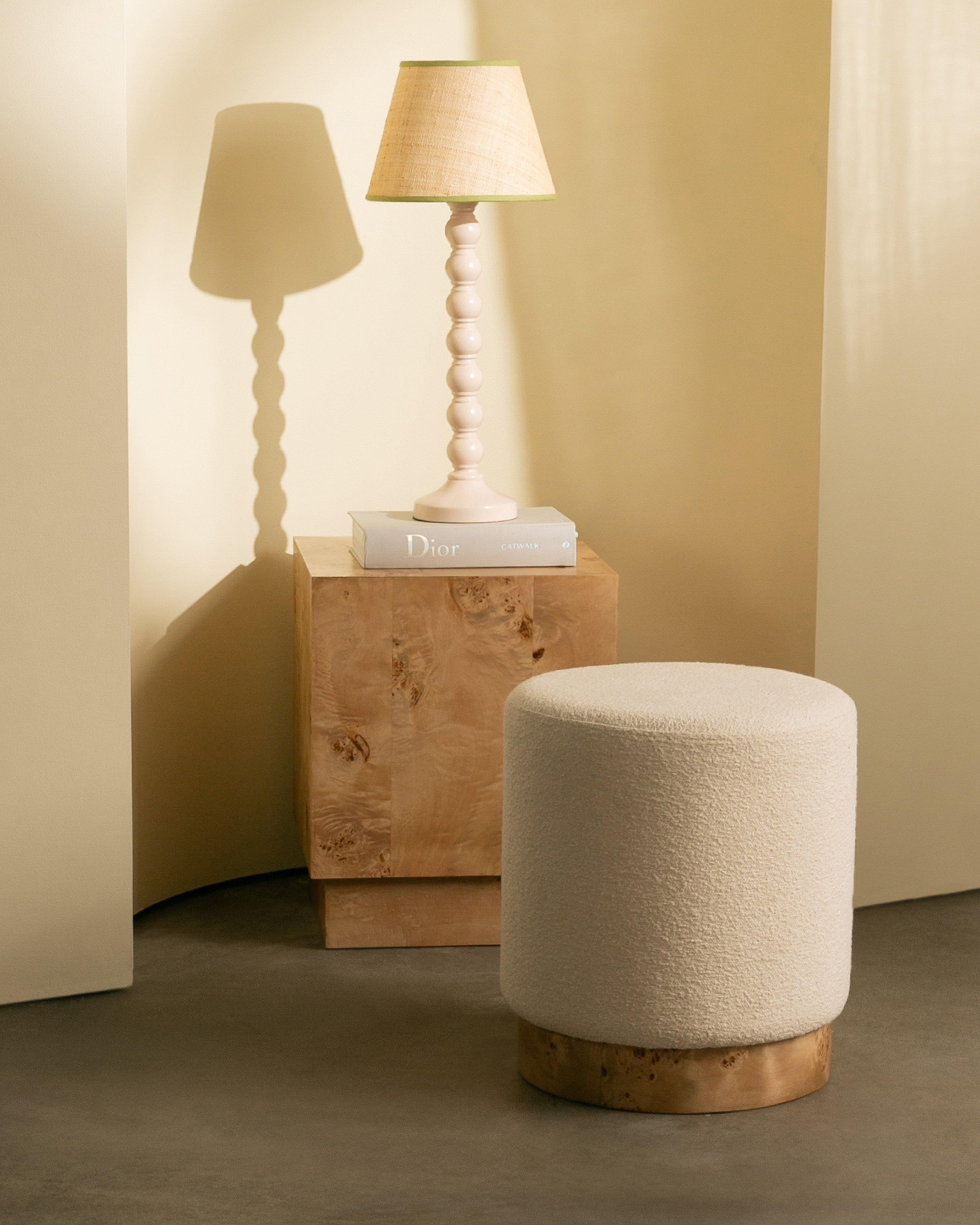 Boucle & Burl Ottoman -  Milk