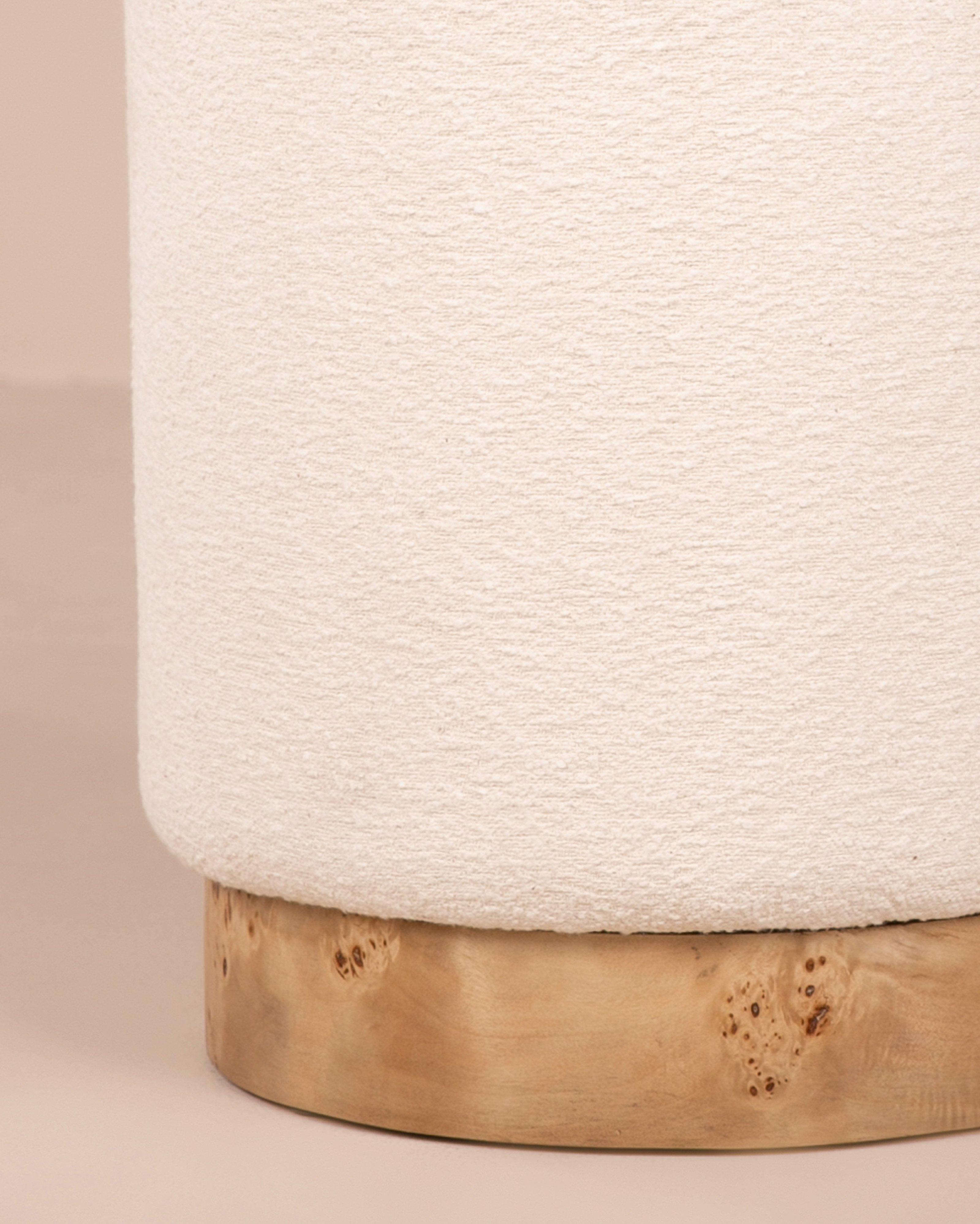 Boucle & Burl Ottoman -  Milk