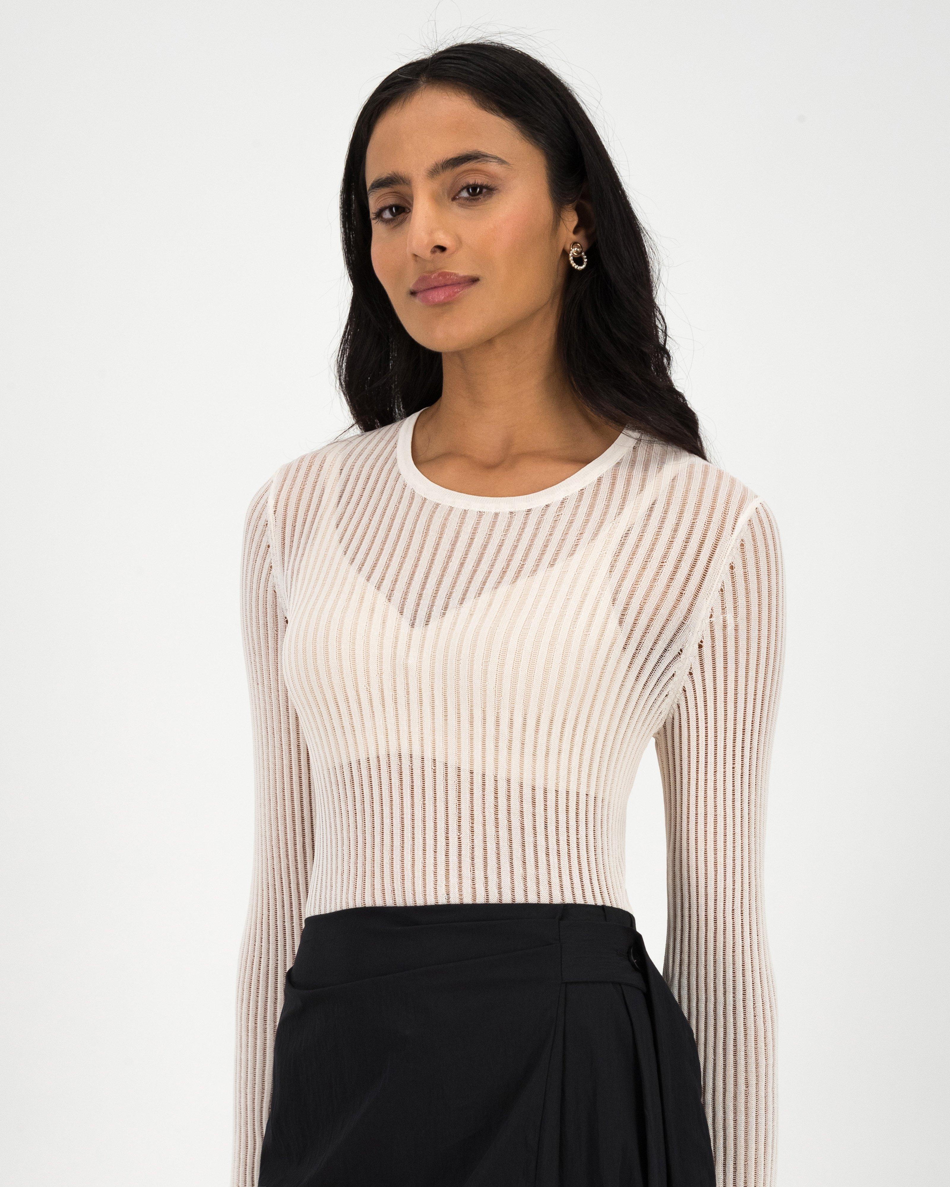 Unathi Long Sleeve Sheer Top -  Milk