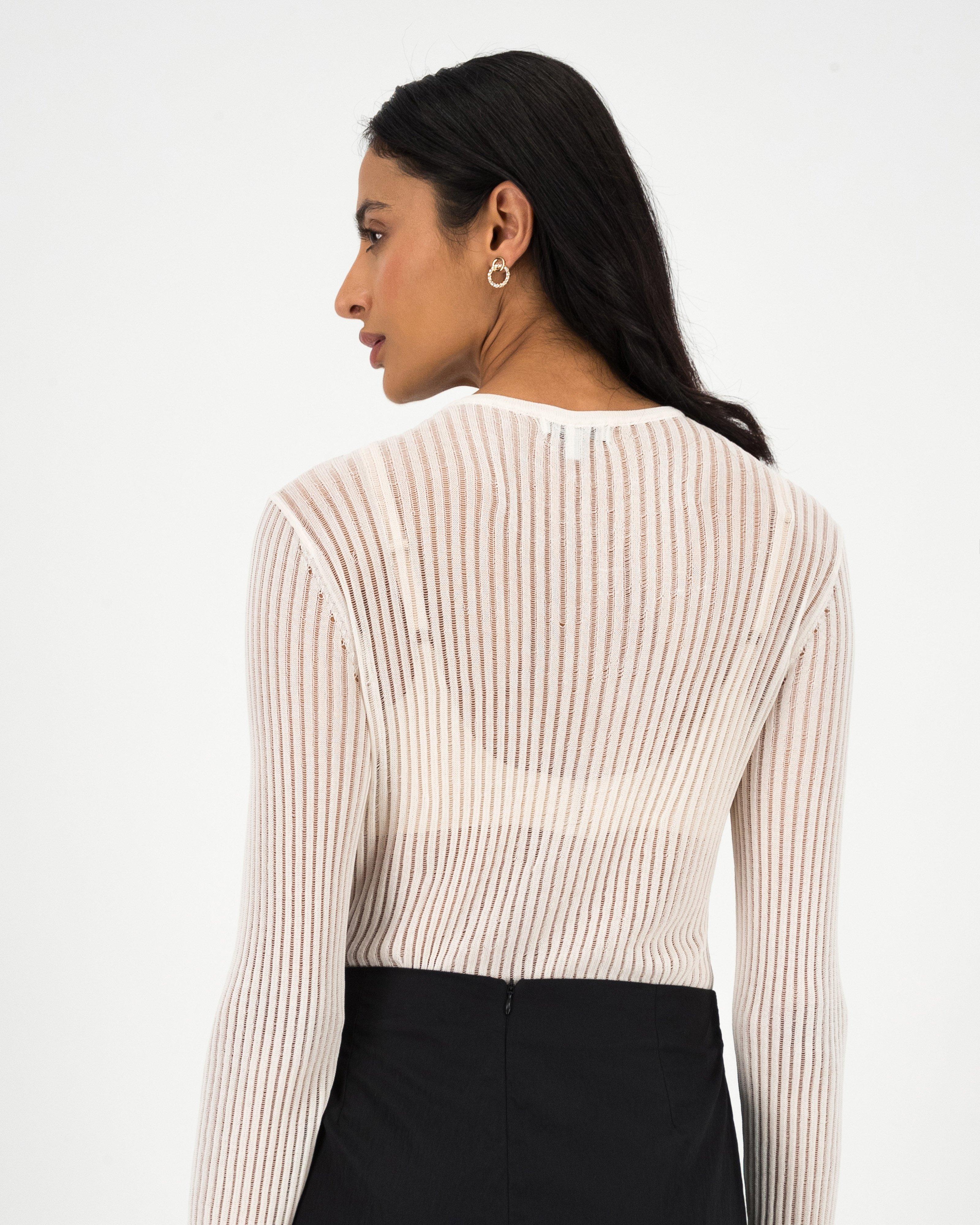 Unathi Long Sleeve Sheer Top -  Milk