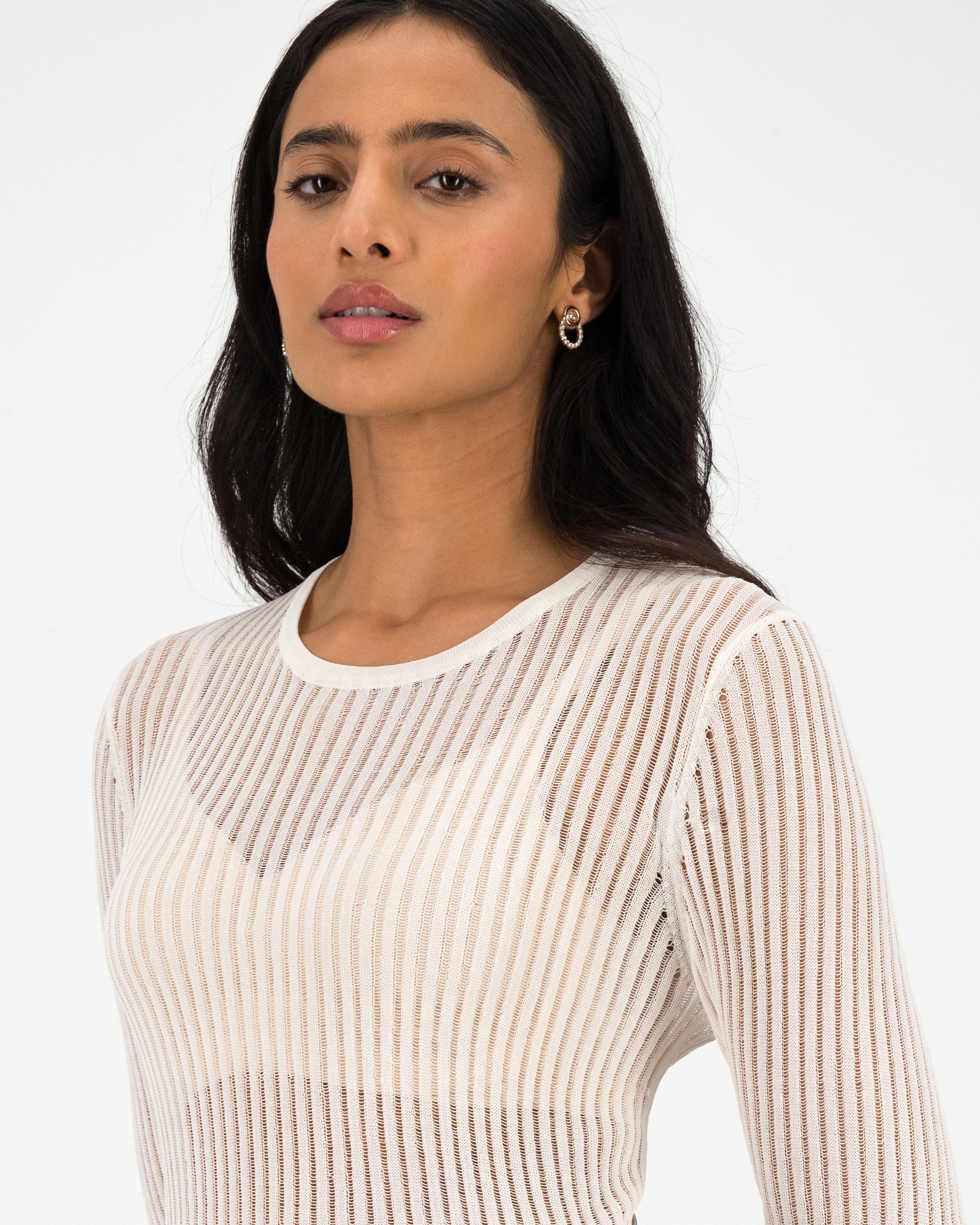 Unathi Long Sleeve Sheer Top -  Milk