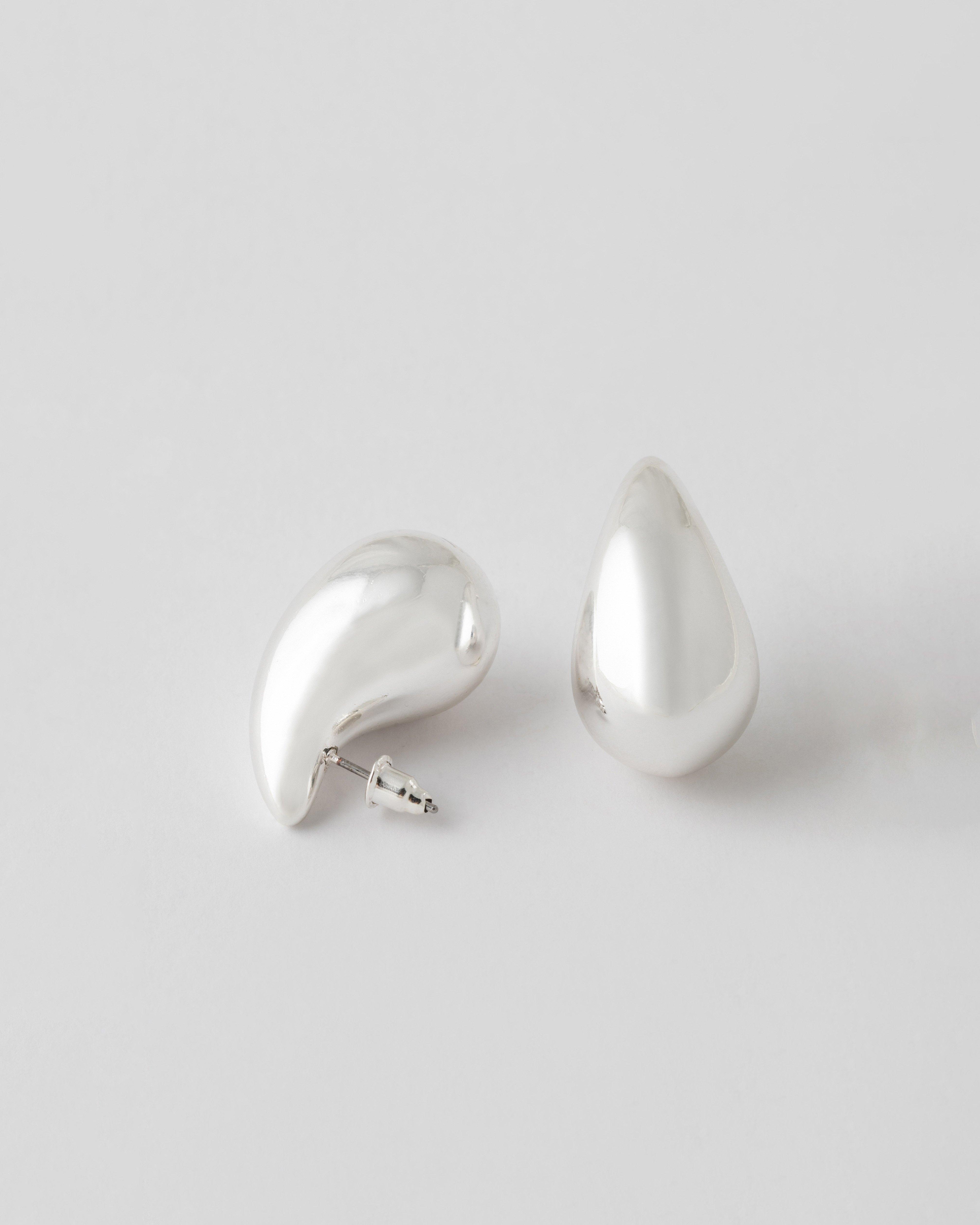 Metal Teardrop Earrings -  Silver