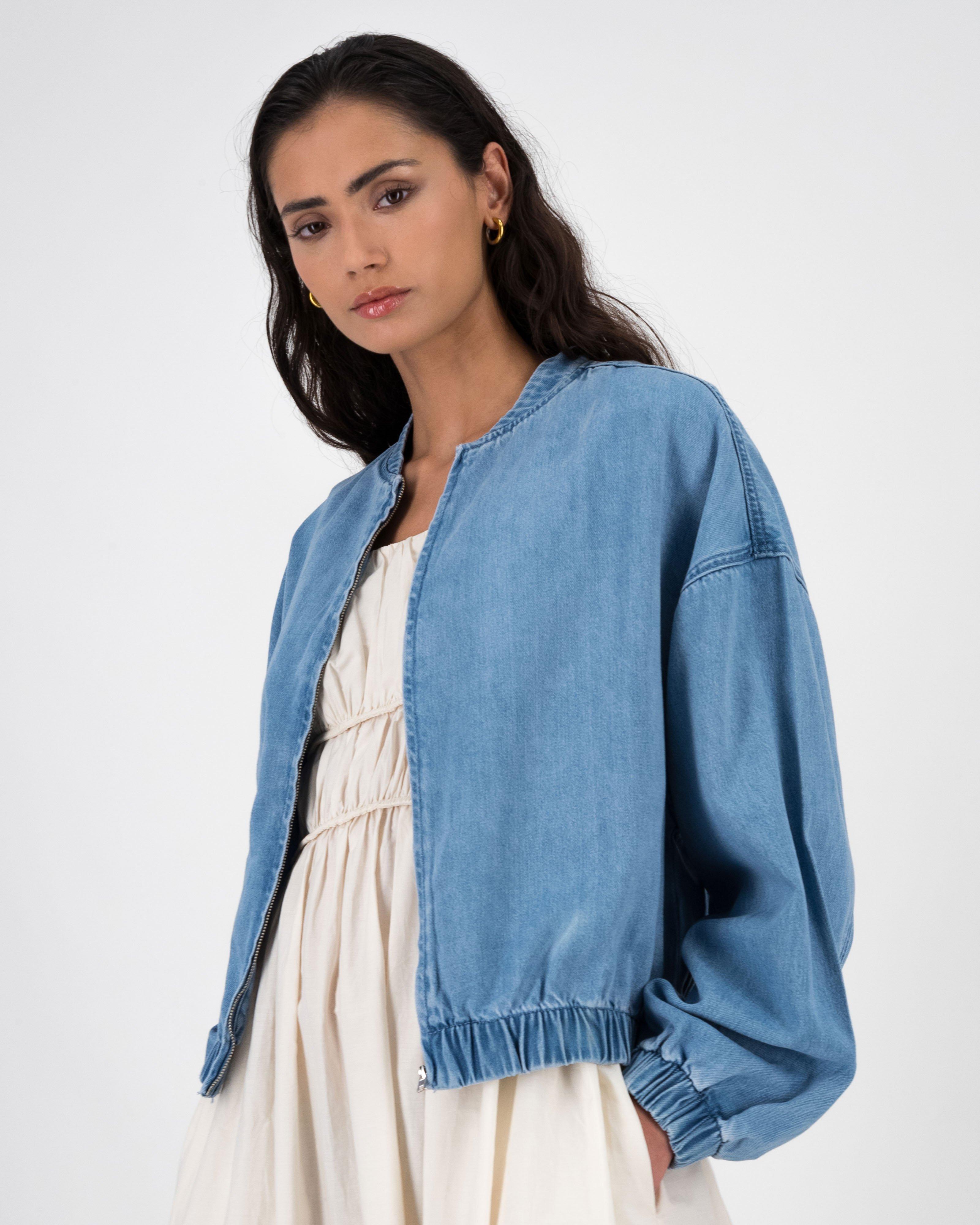 Ginny Denim Bomber Jacket -  Light Blue