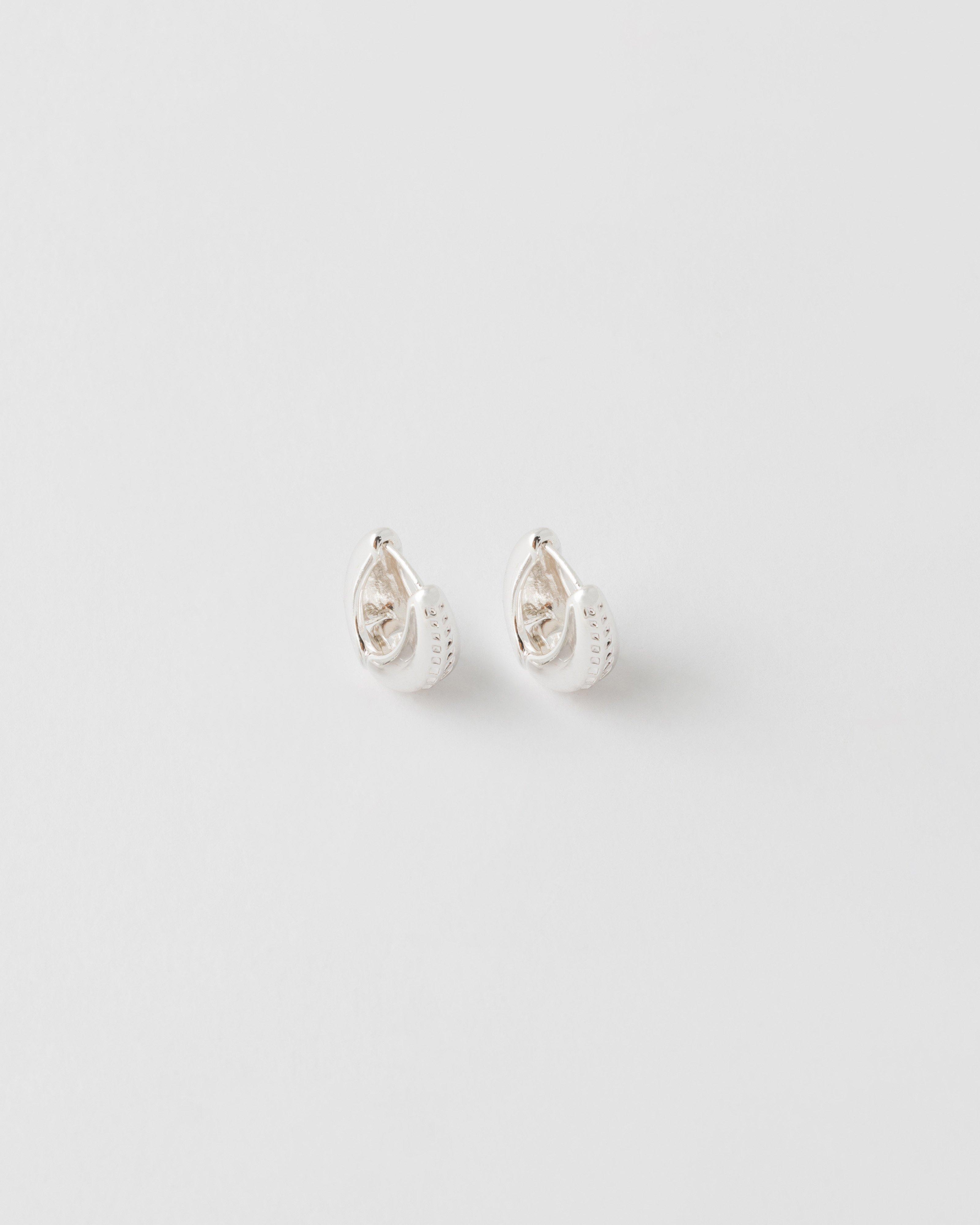 Textured Scoop Hoop Earrings -  Silver