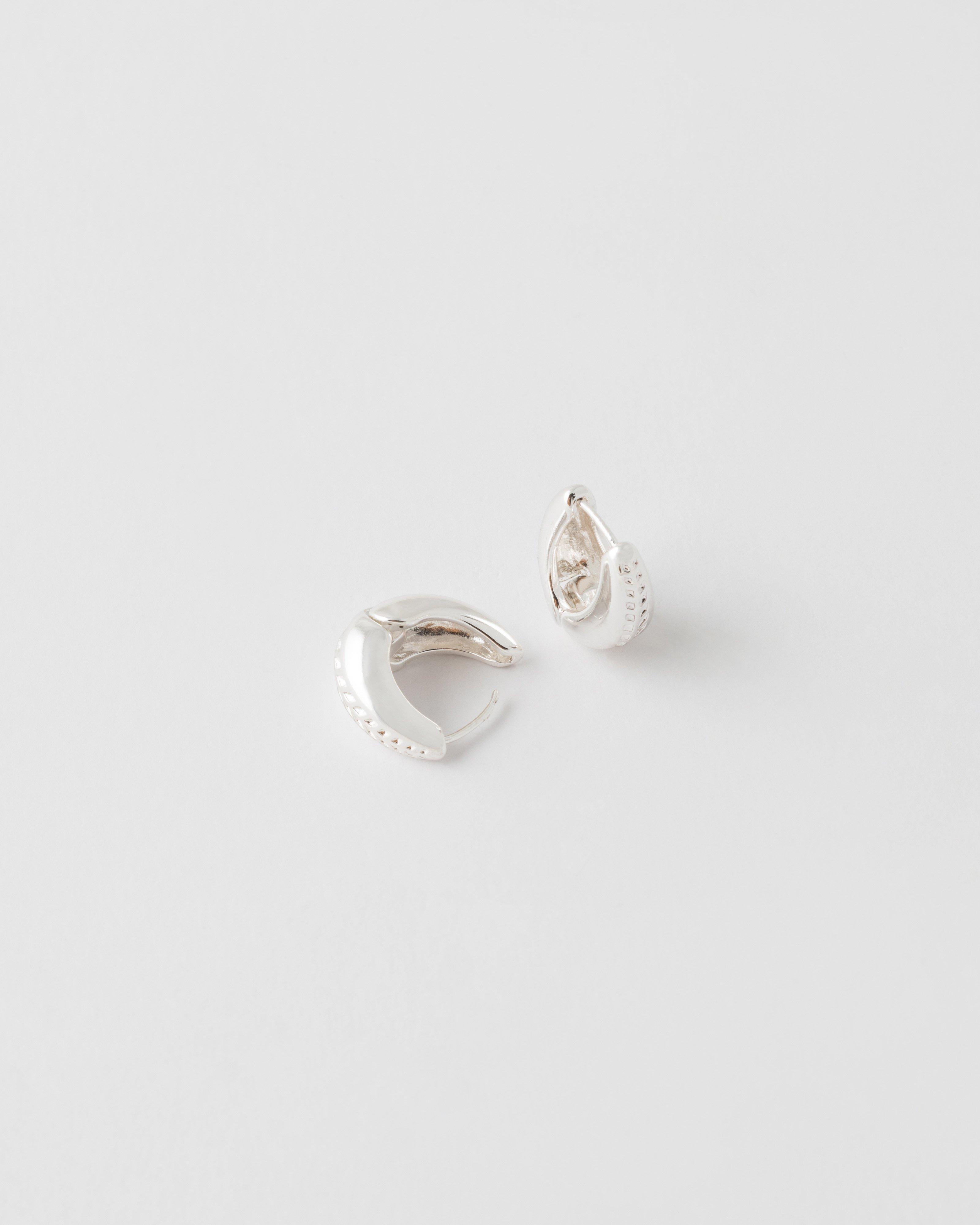 Textured Scoop Hoop Earrings -  Silver