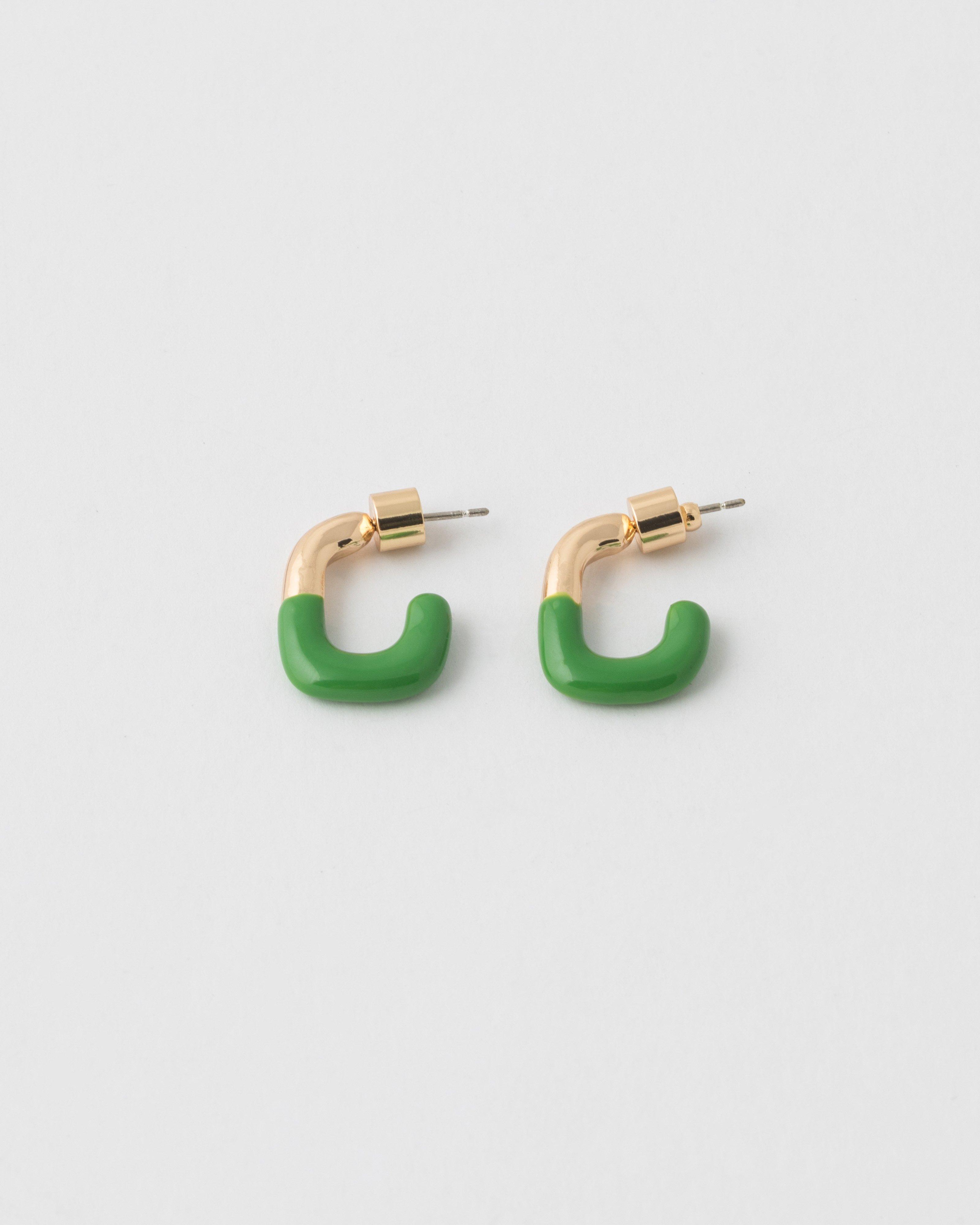 Half Epoxy J-Hoop Earrings -  Teal