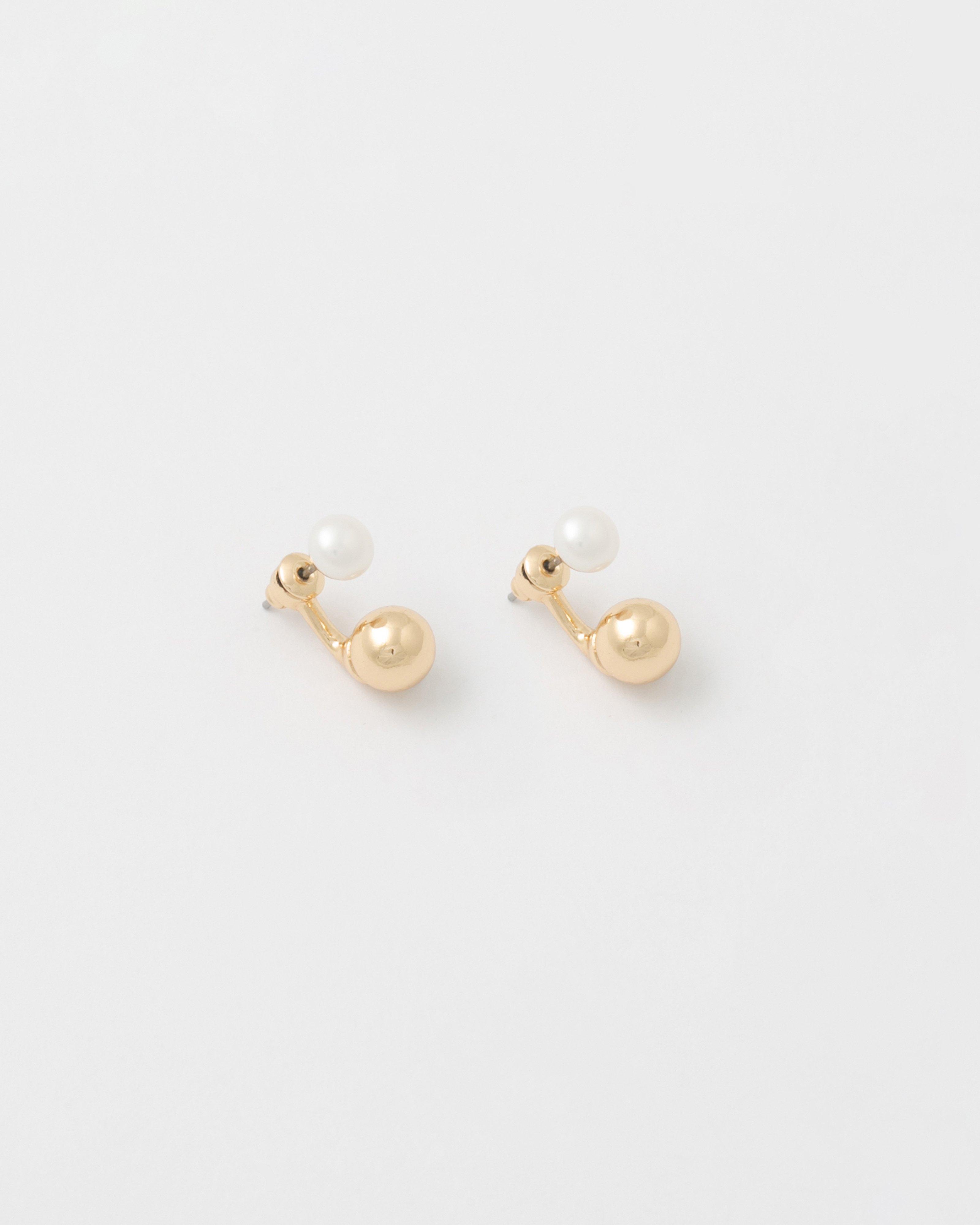 Freshwater Pearl Peekaboo Circular Stud Earrings -  Milk