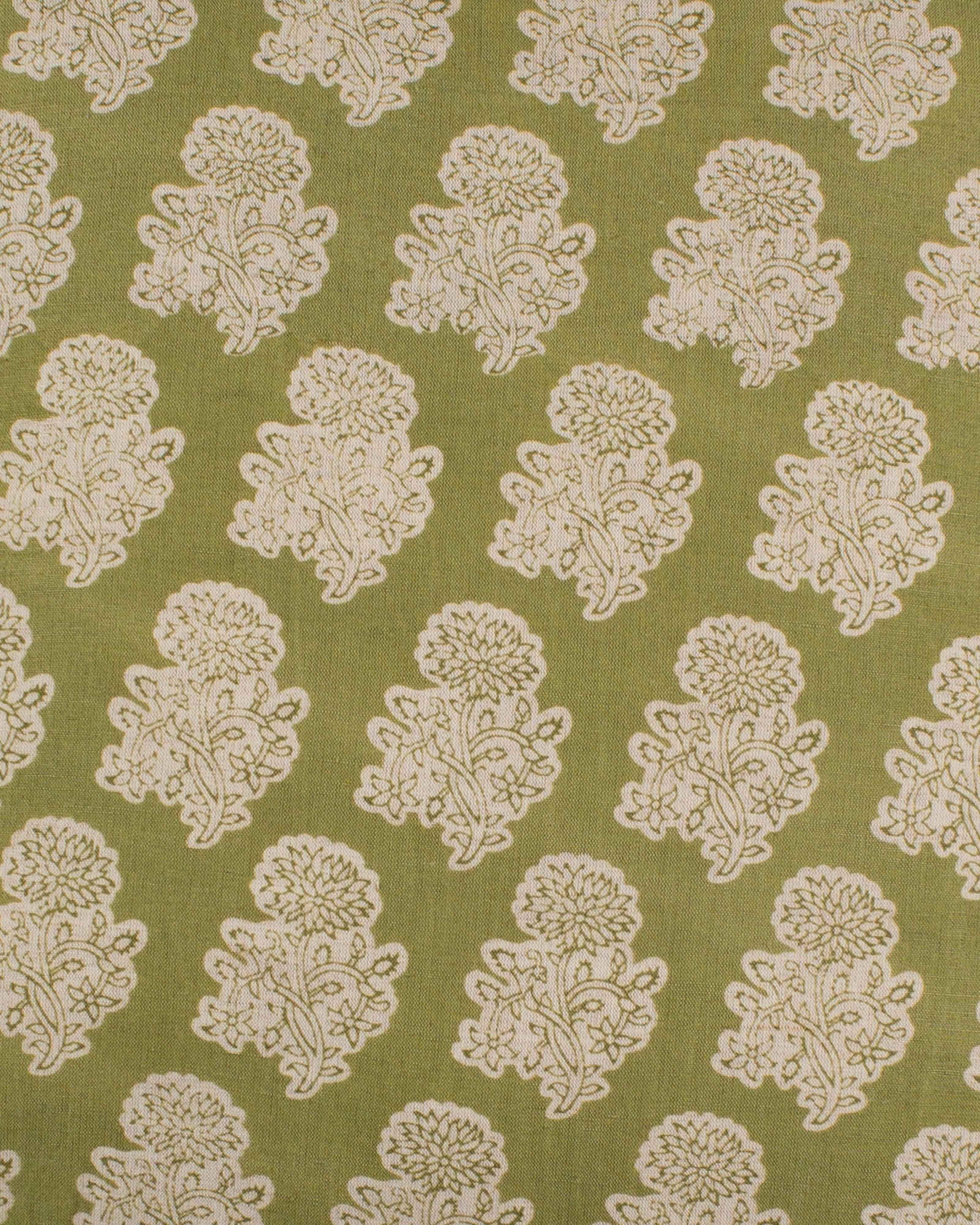 Shona Block Print Tufted Cushion - 45 x 45 -  Green