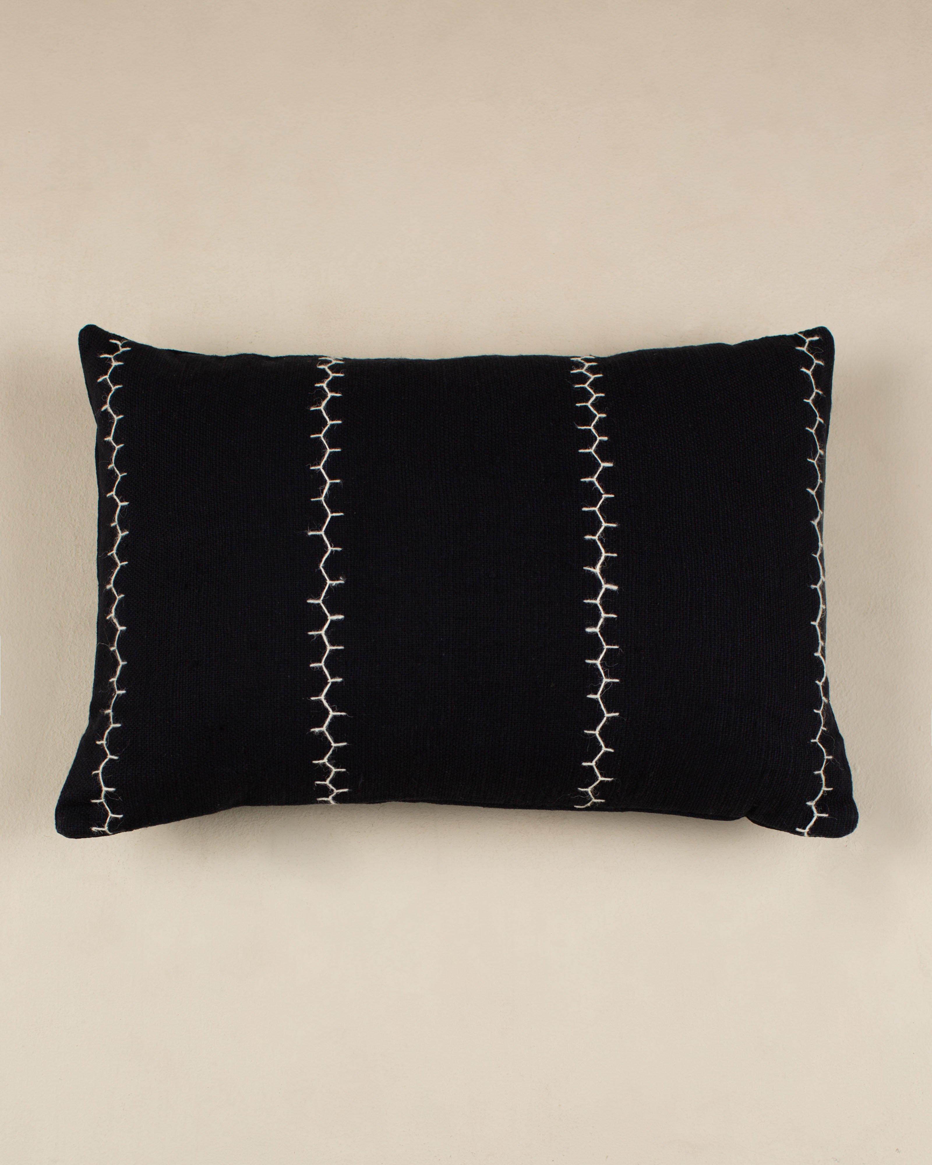 Taz Black Bora Embroidered Cushion -  Black