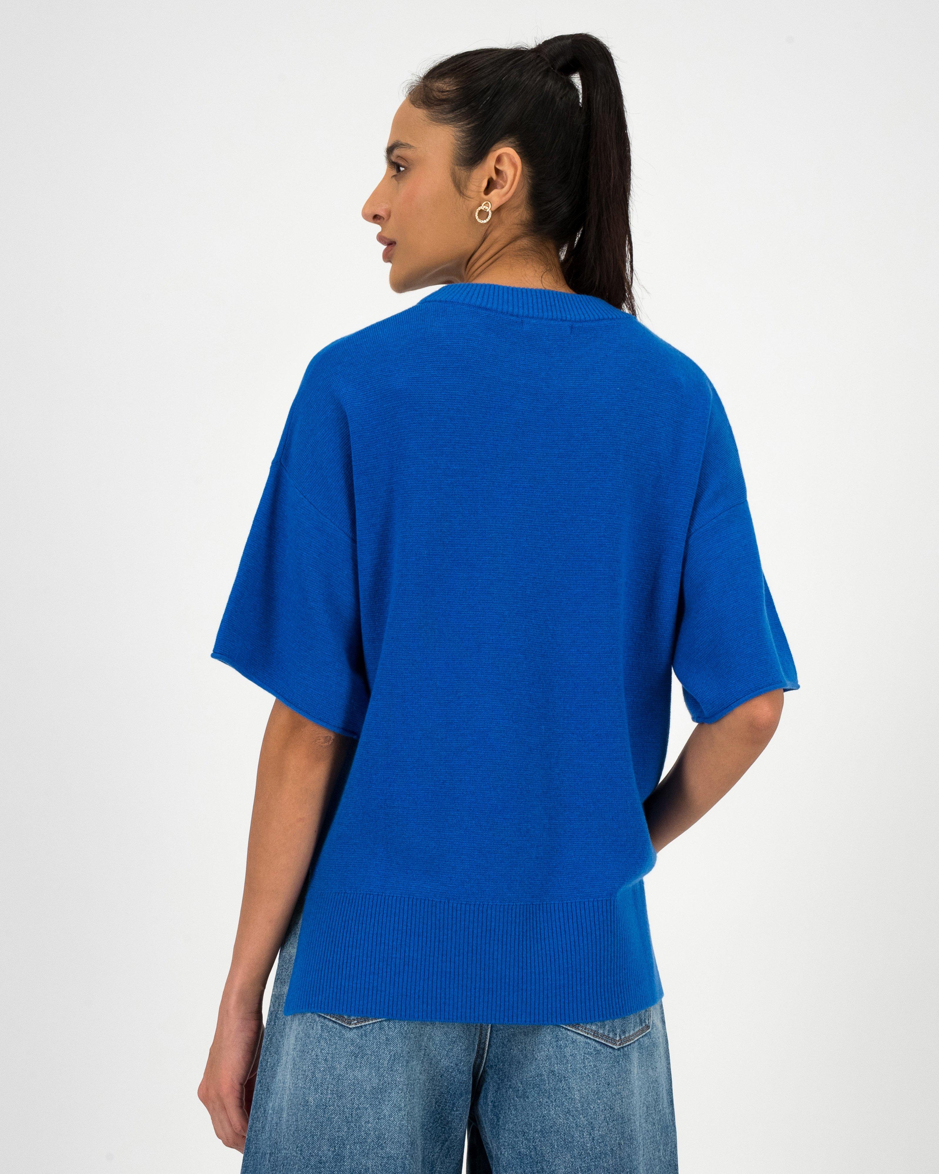 Ayana Relaxed Knitwear Tee -  Blue