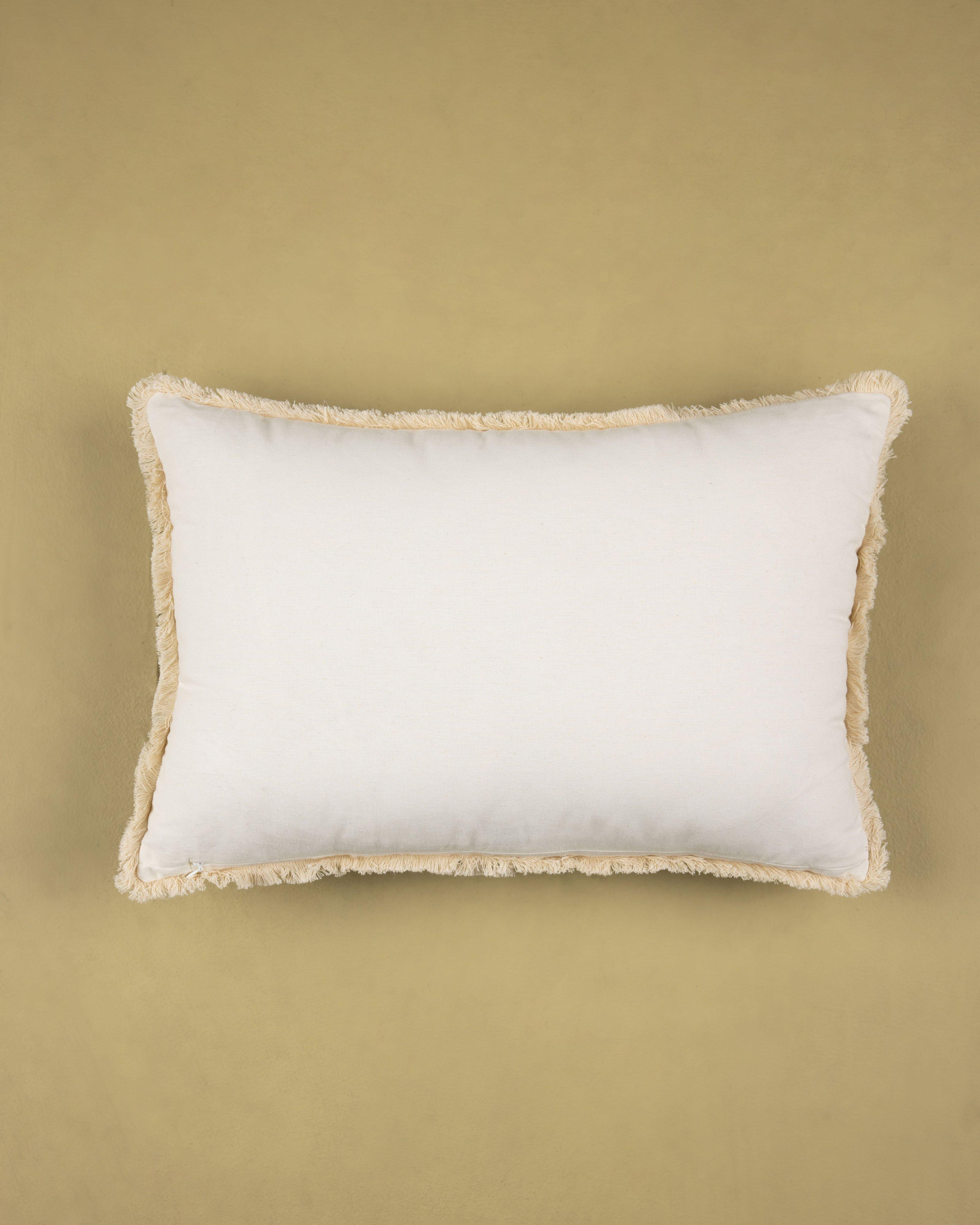 Vivi Block Printed Tufted Cushion  -  Yellow