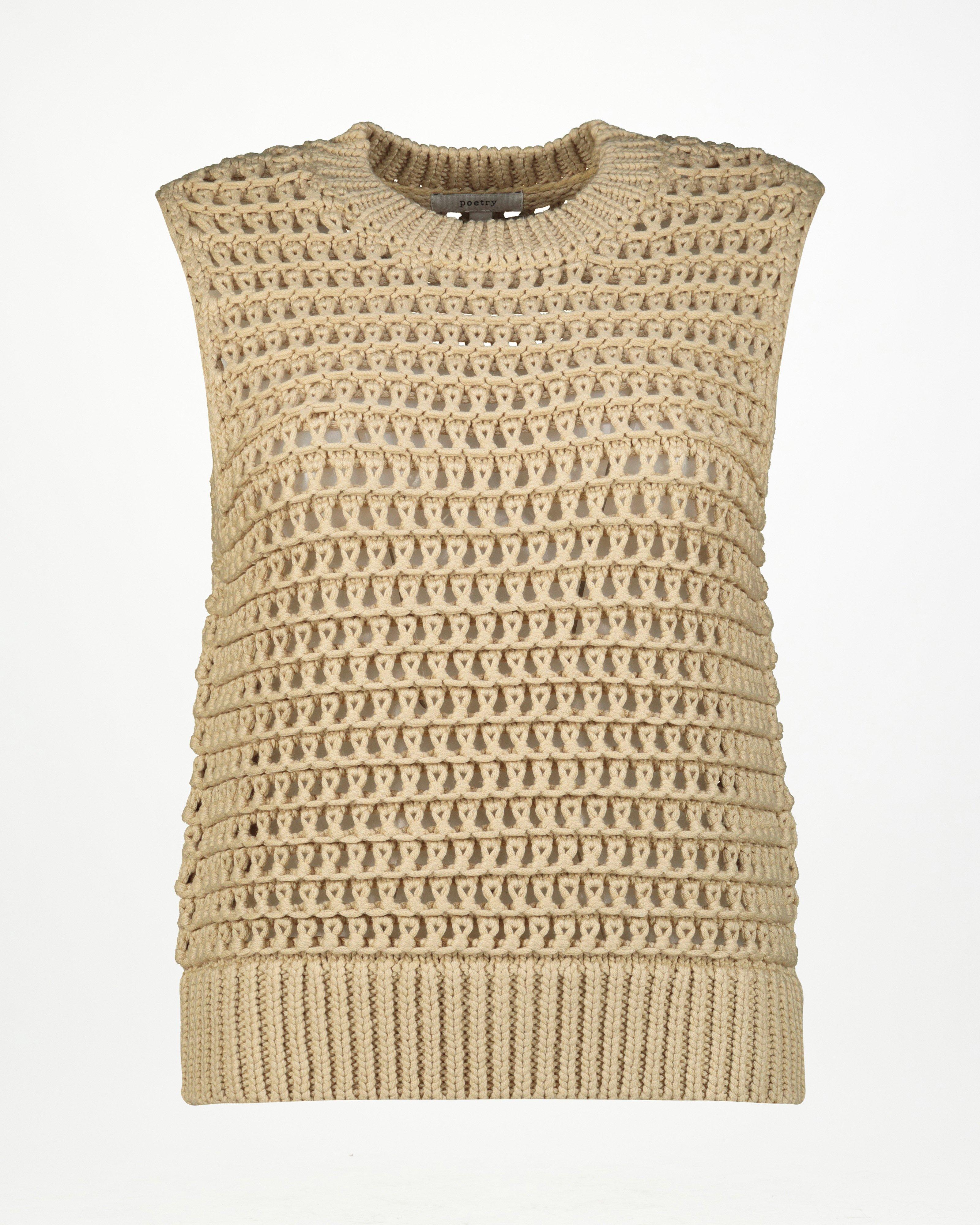 Jia Chunky Open Knit Vest -  Stone