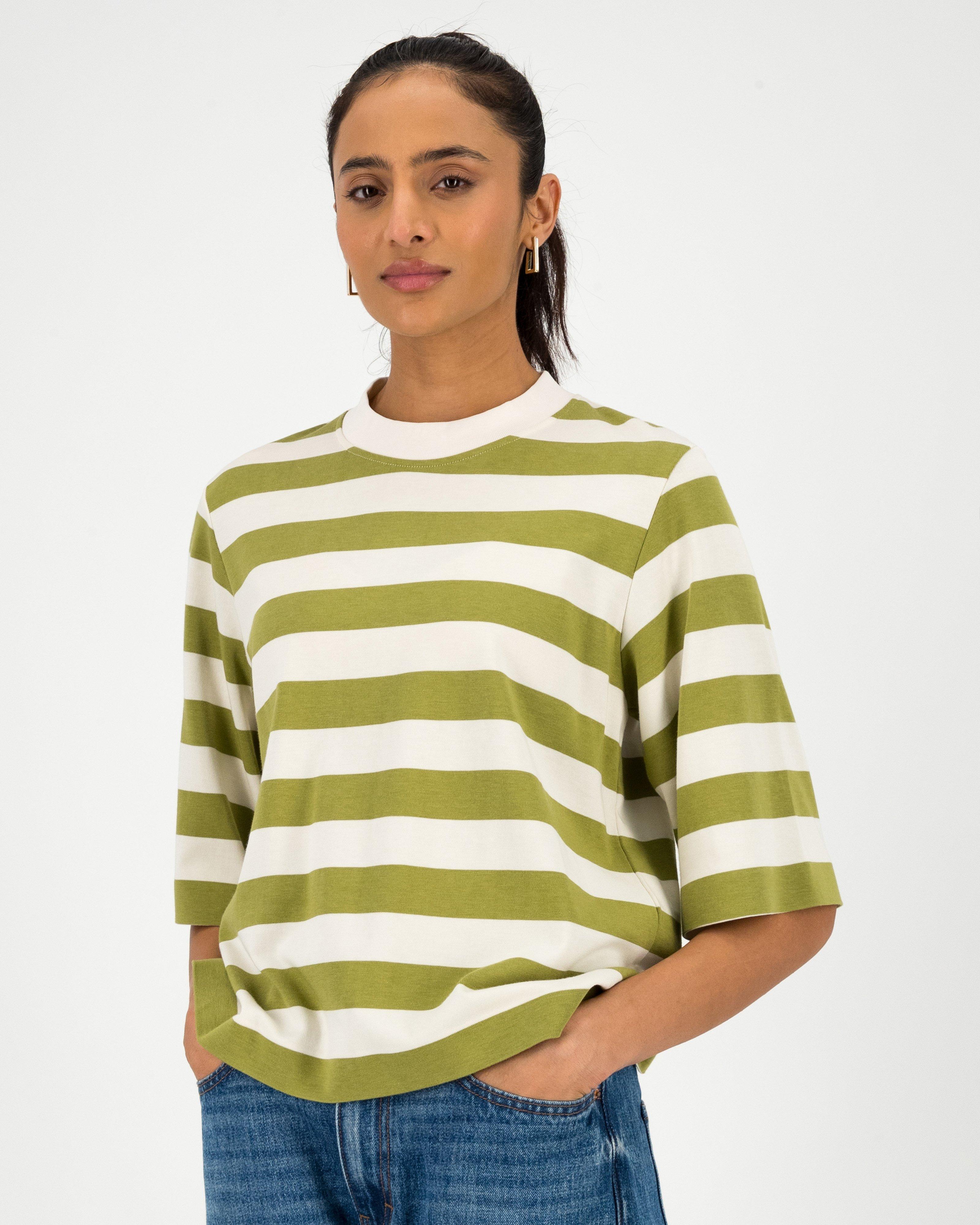 Cecilia Oversized Stripe Tee -  Green
