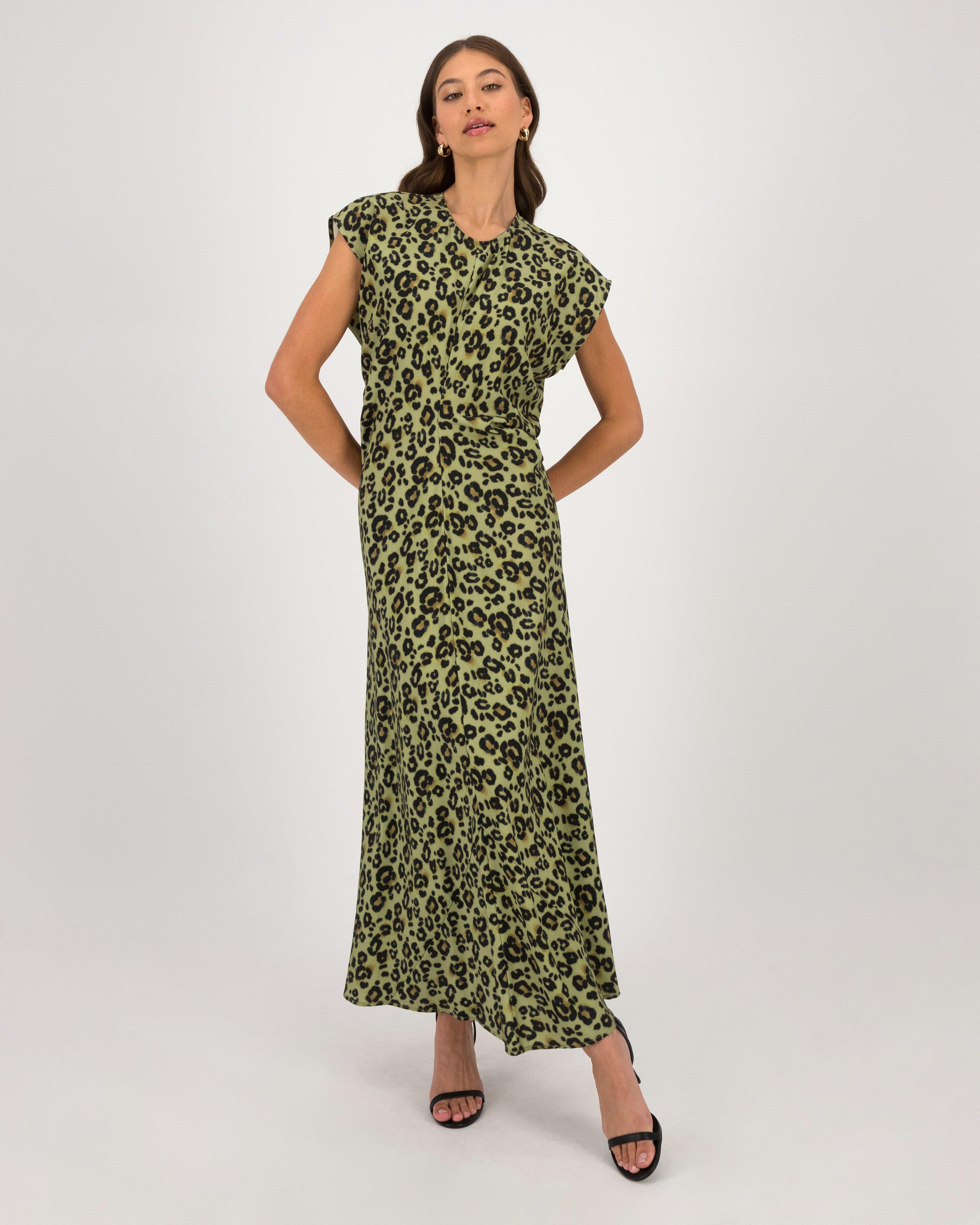 Cait Spiral Seam Dress -  Green