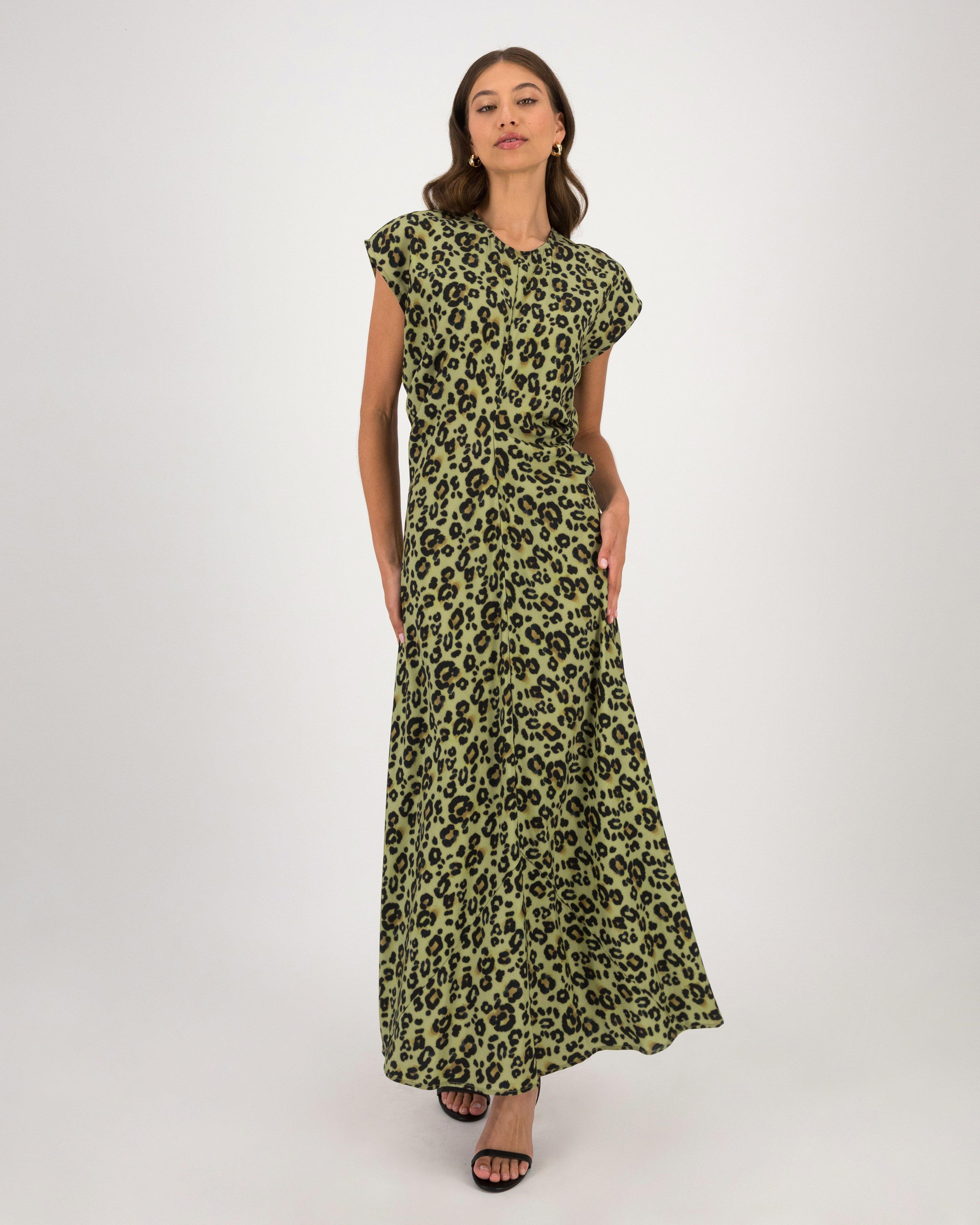 Cait Spiral Seam Dress -  Green