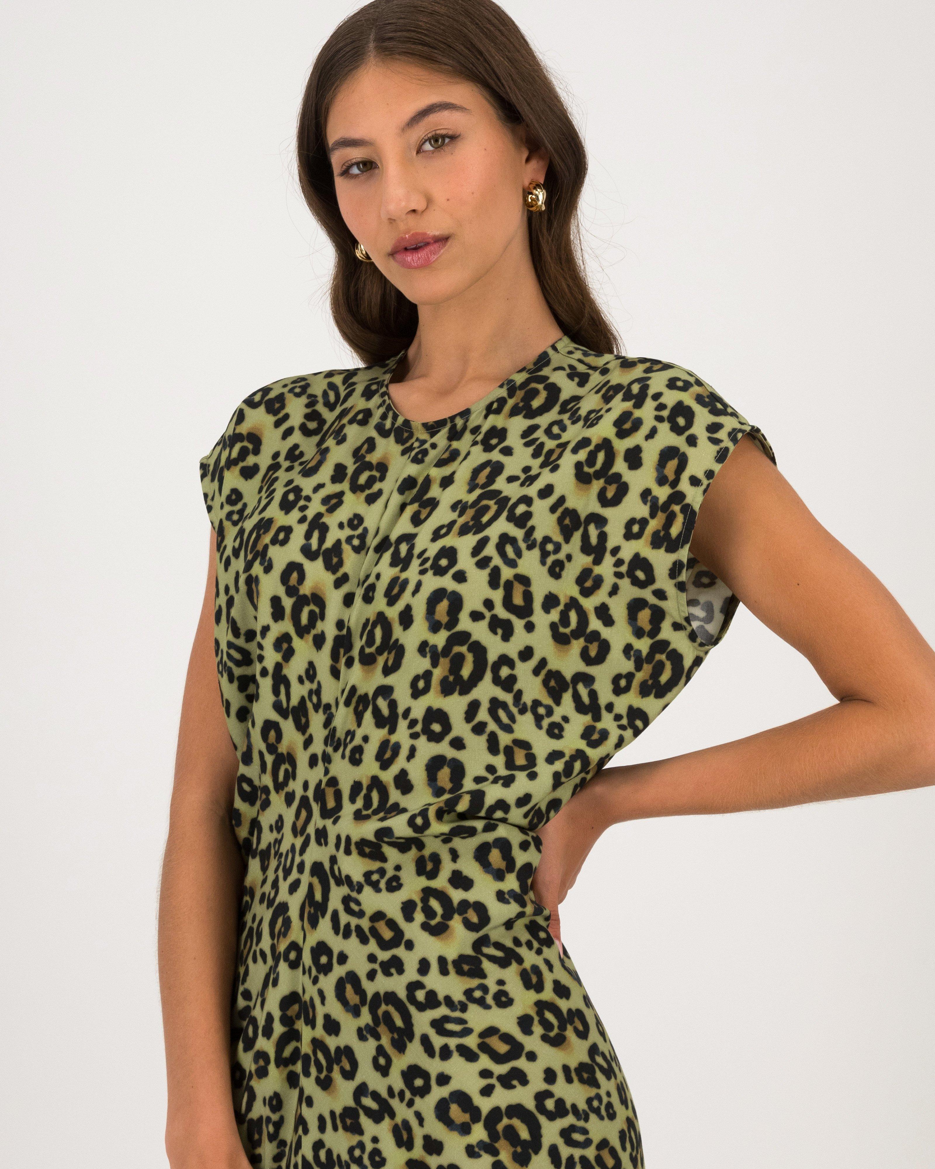 Cait Spiral Seam Dress -  Green
