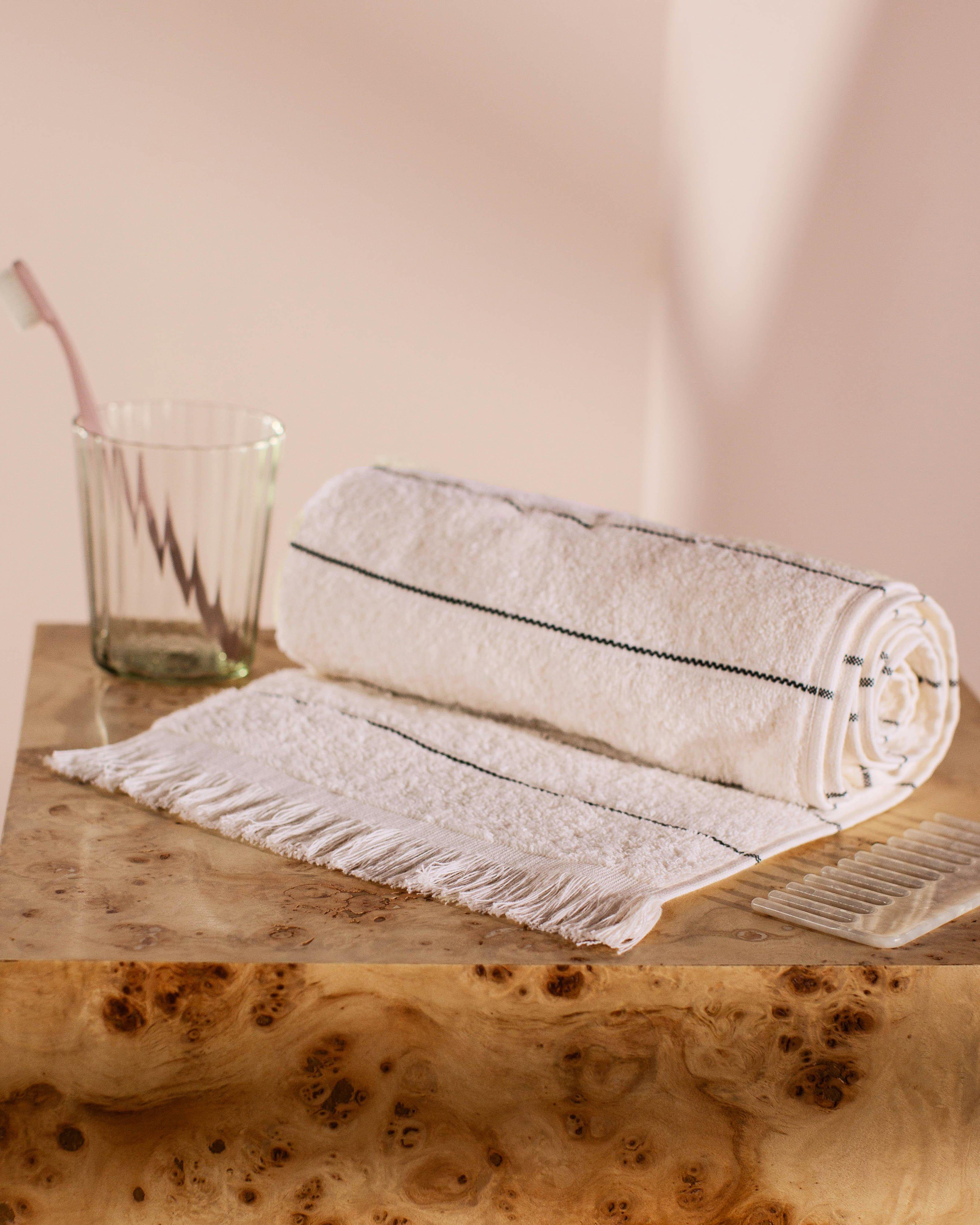 Meena Stripe Hand Towel -  Black